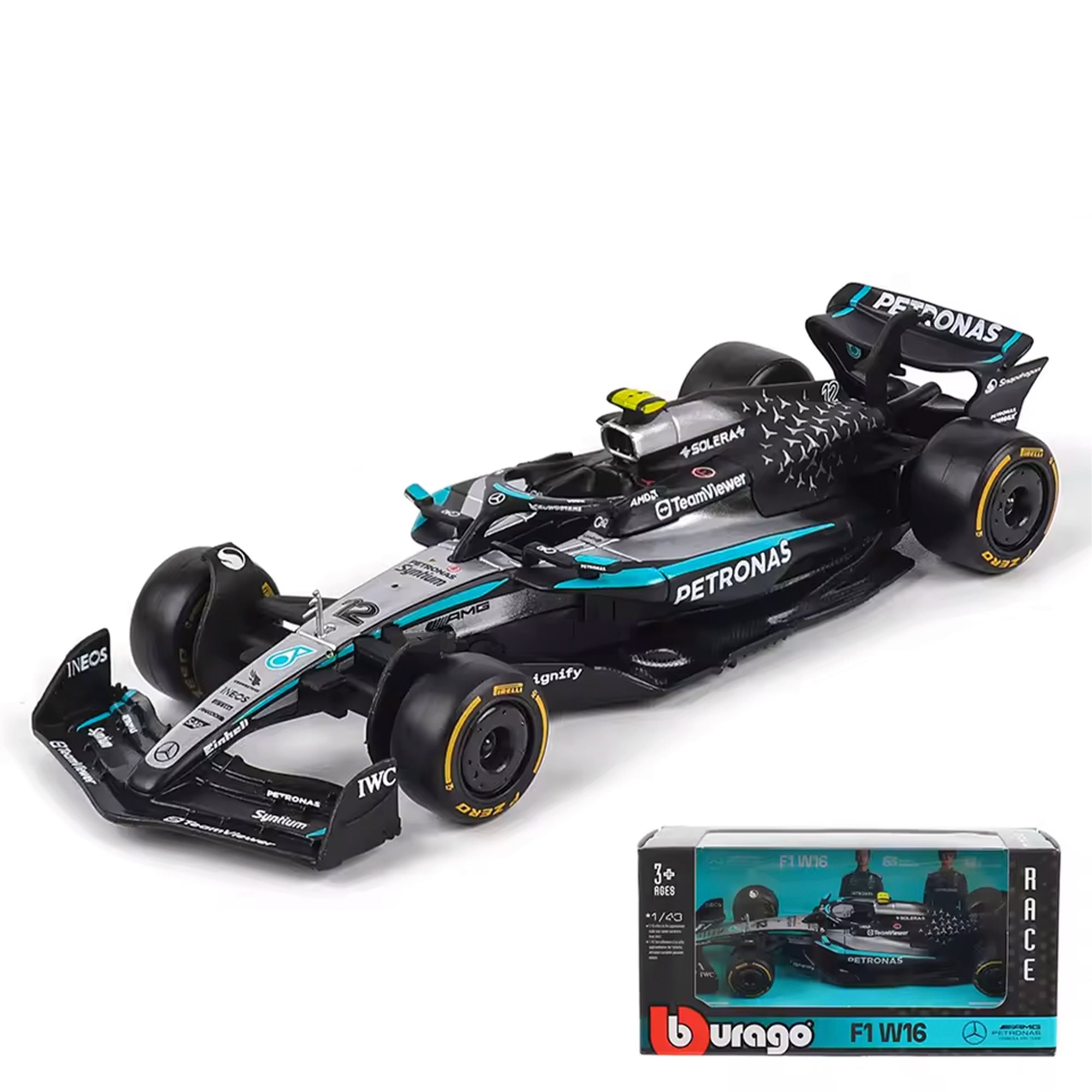 PRÉ-VENDA (2025) F1 Miniatura Mercedes-AMG W16 #12 Kimi Antonelli 1:43