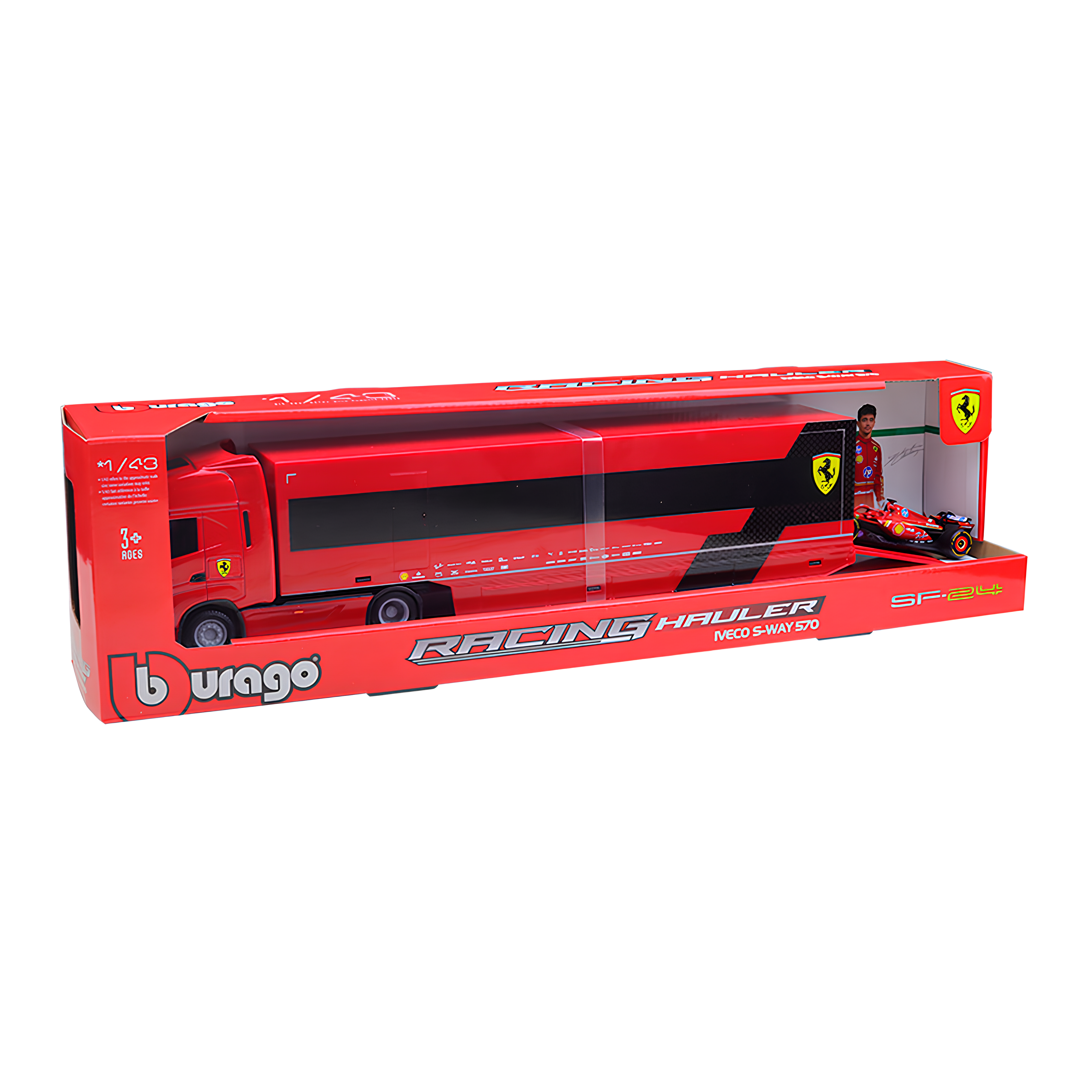 (2024) F1 Miniatura Transportador + SF-24 #16 Charles Leclerc 1:43