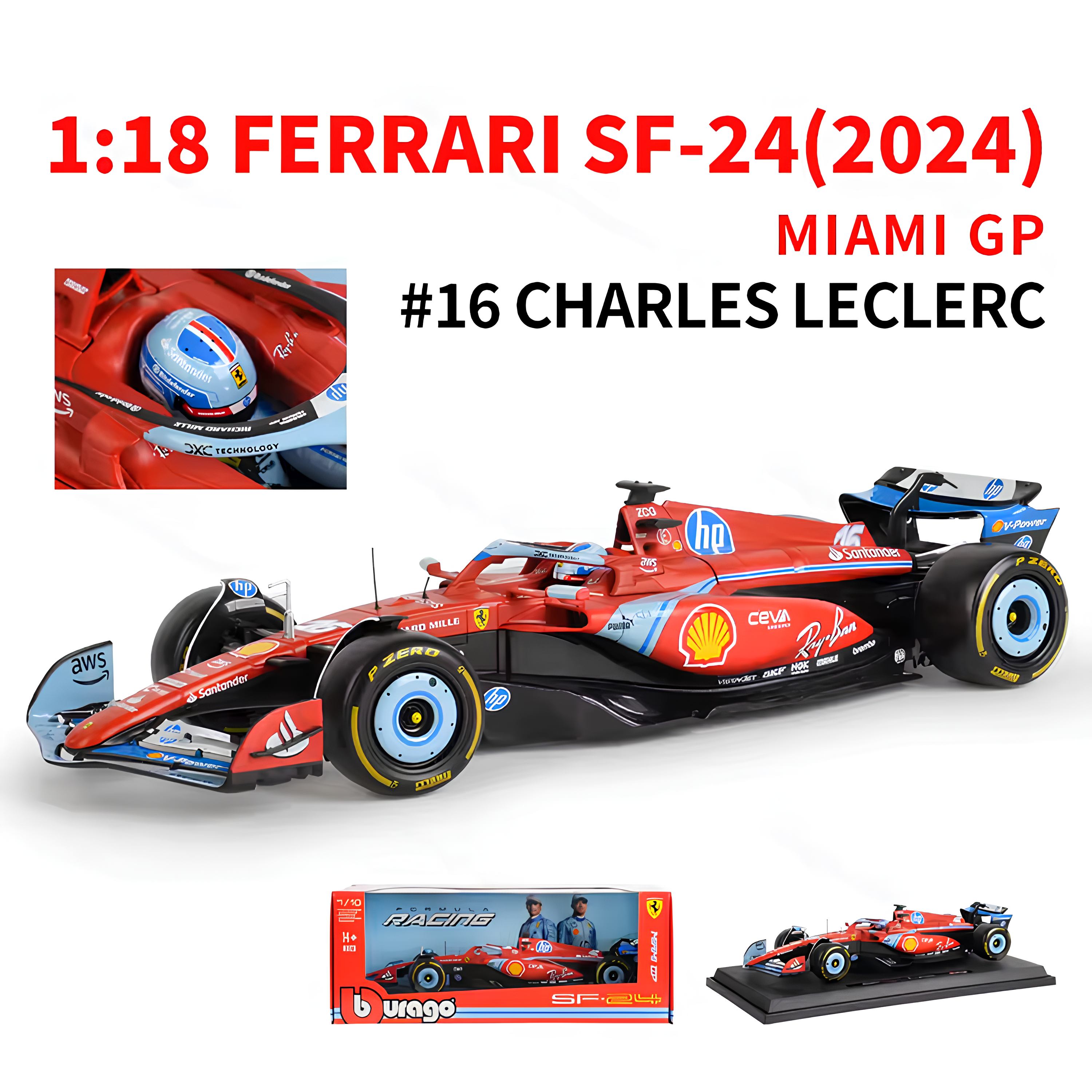 (2024) F1 Miniatura Ferrari SF-24 Miami 1:18