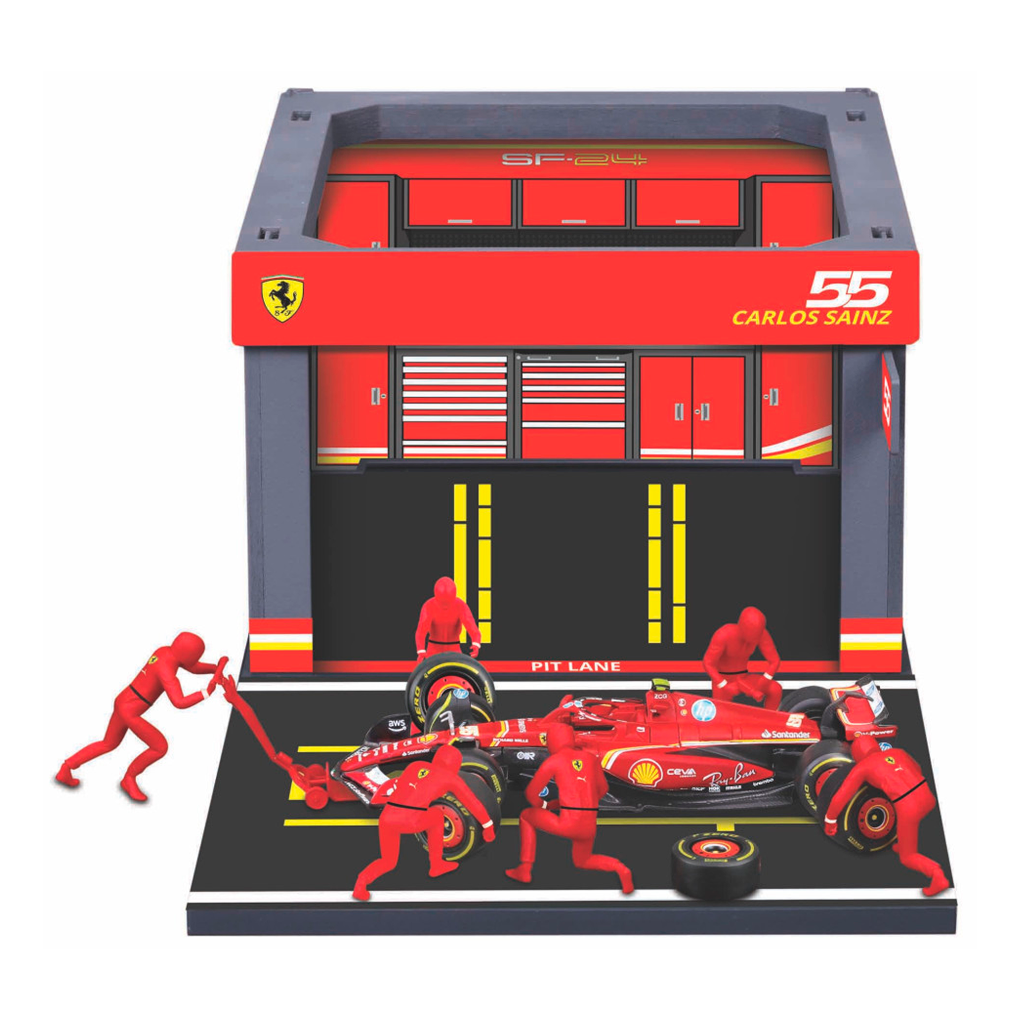 (2024) F1 Miniatura Scuderia Ferrari SF-24 Pit Pass #55 Carlos Sainz 1:43