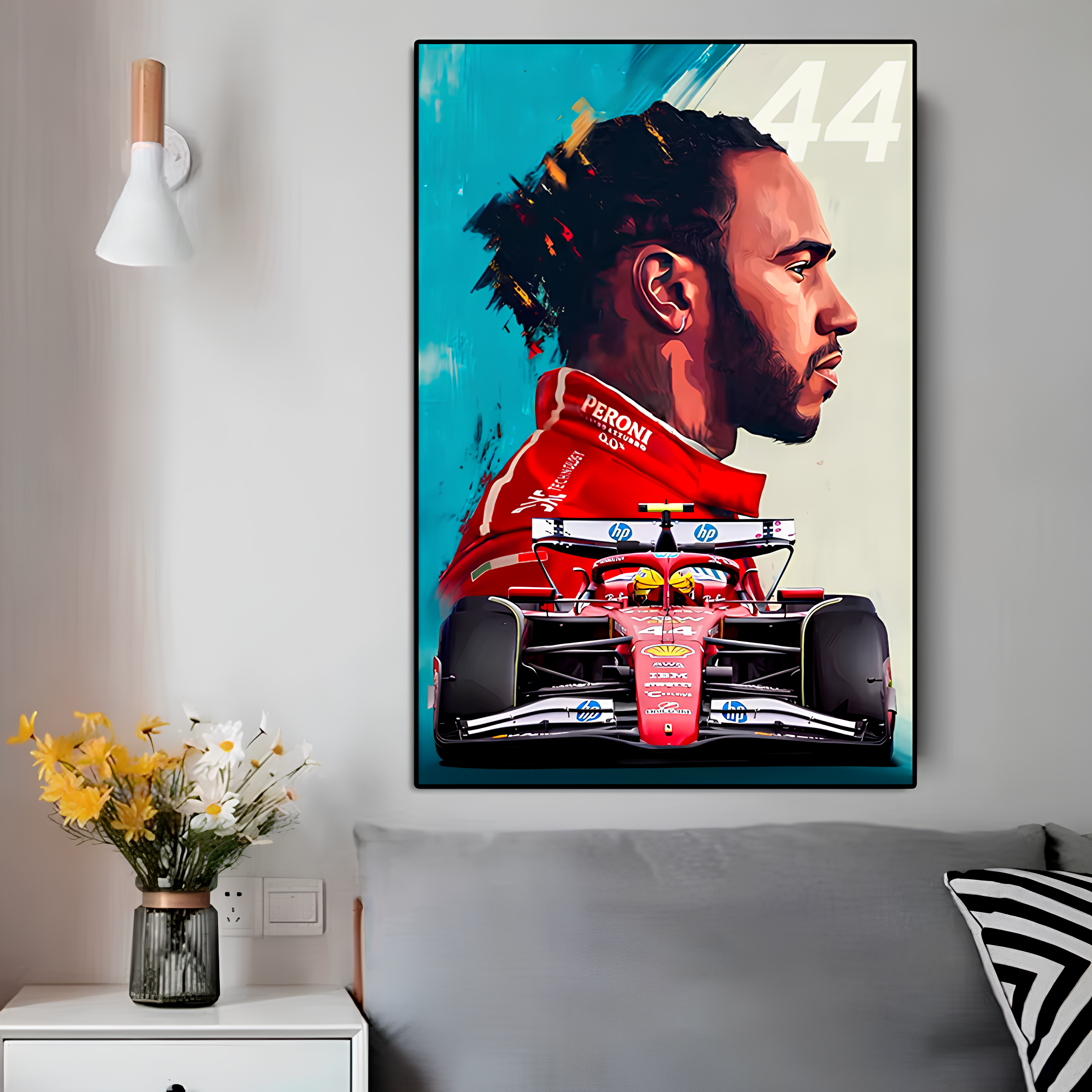 Pôster / Quadro Decorativo F1 Ferrari 2025 Lewis Hamilton
