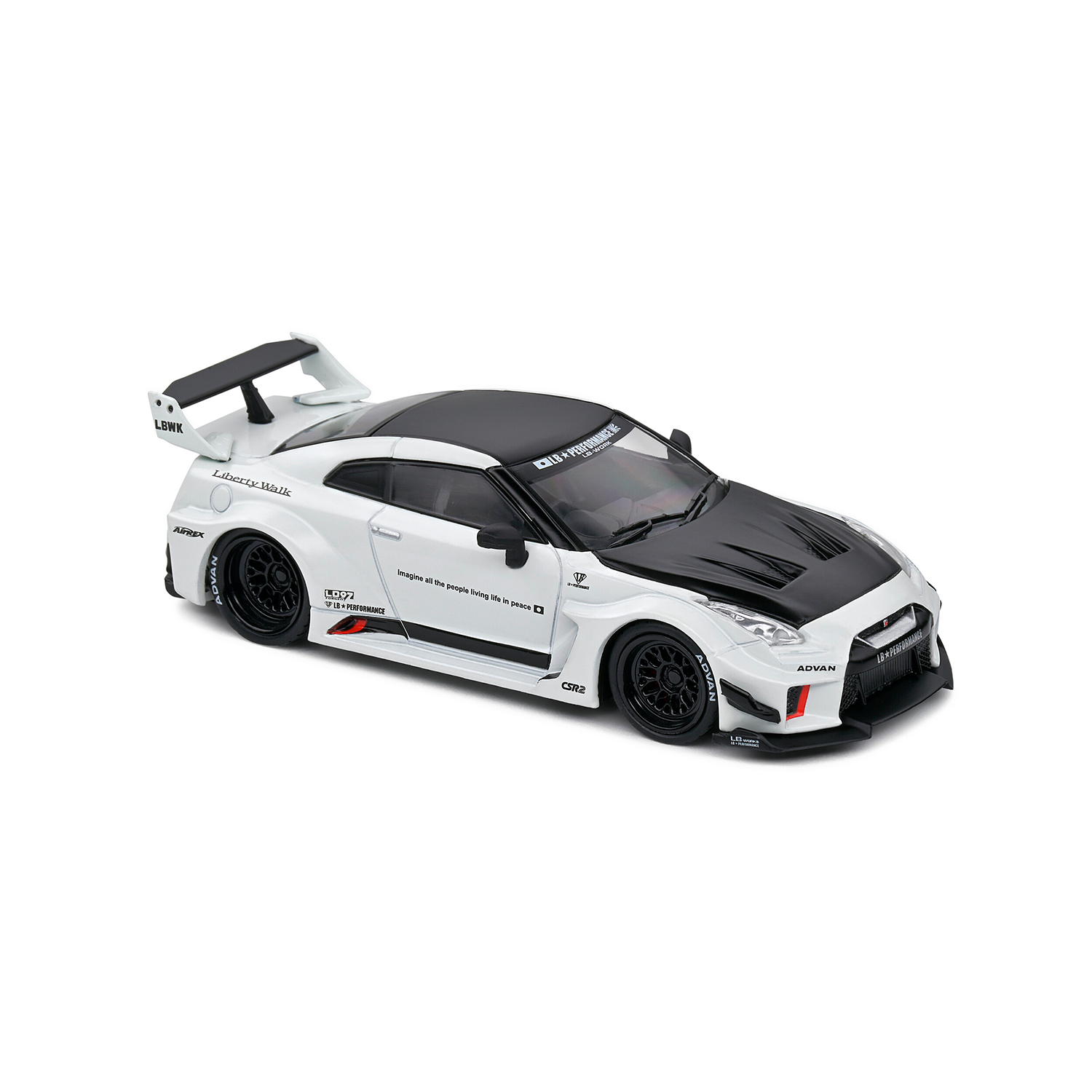 Miniatura Nissan GTR R35 LB Silhouette 1:43 Branco