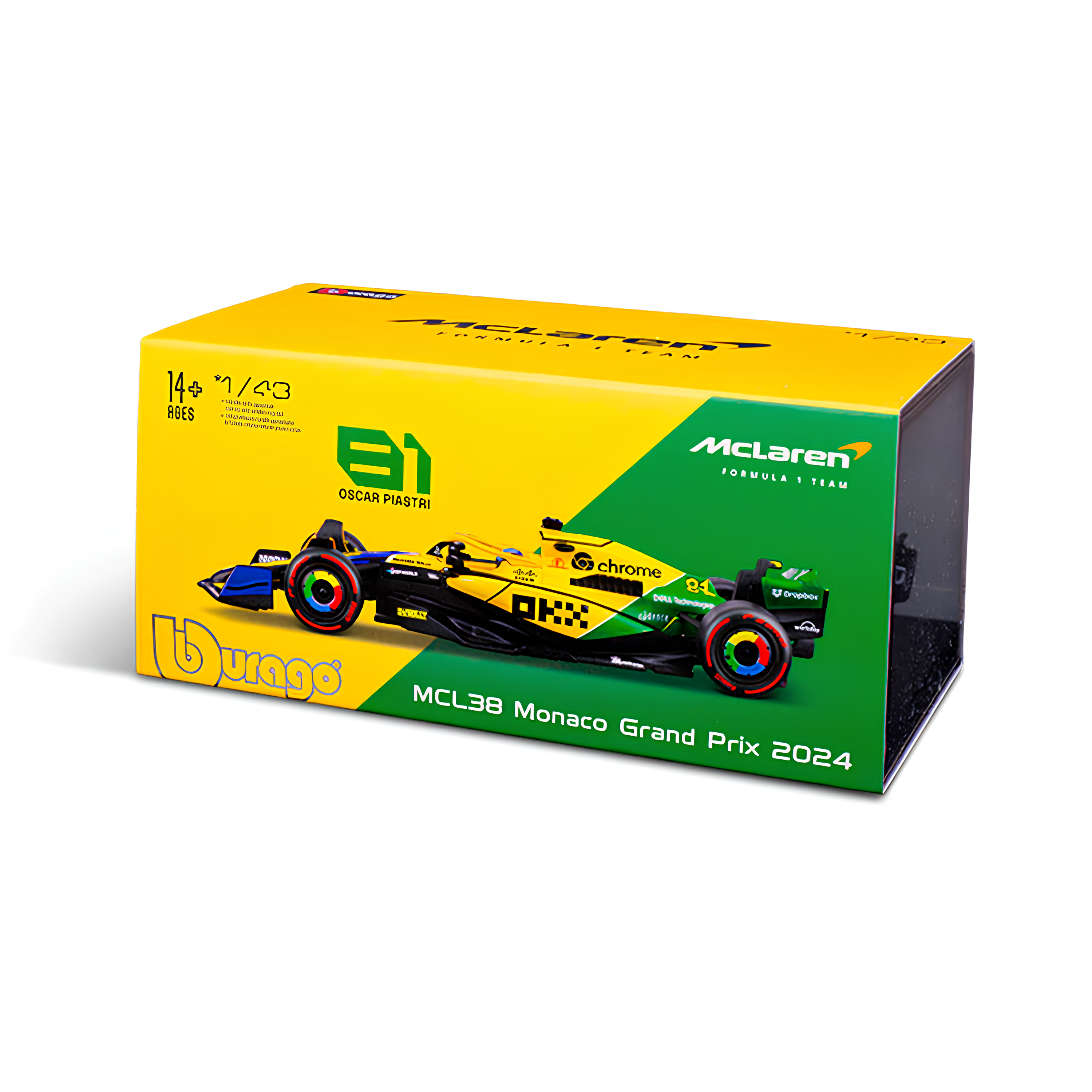 (2024) F1 Miniatura McLaren MCL38 Senna Mônaco #81 Oscar Piastri 1:43