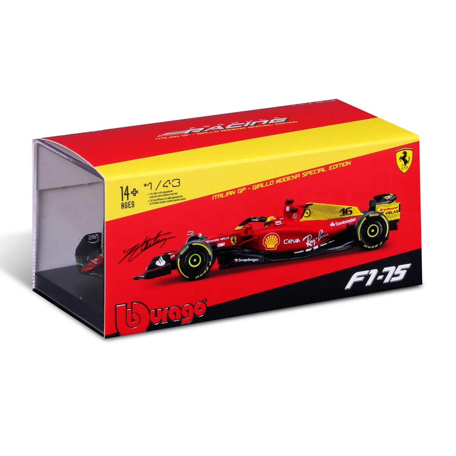 Formula 1 Miniatura 2022 Scuderia Ferrari F1 75 Edição Comemorativa GP Monza 55 Carlos Sainz