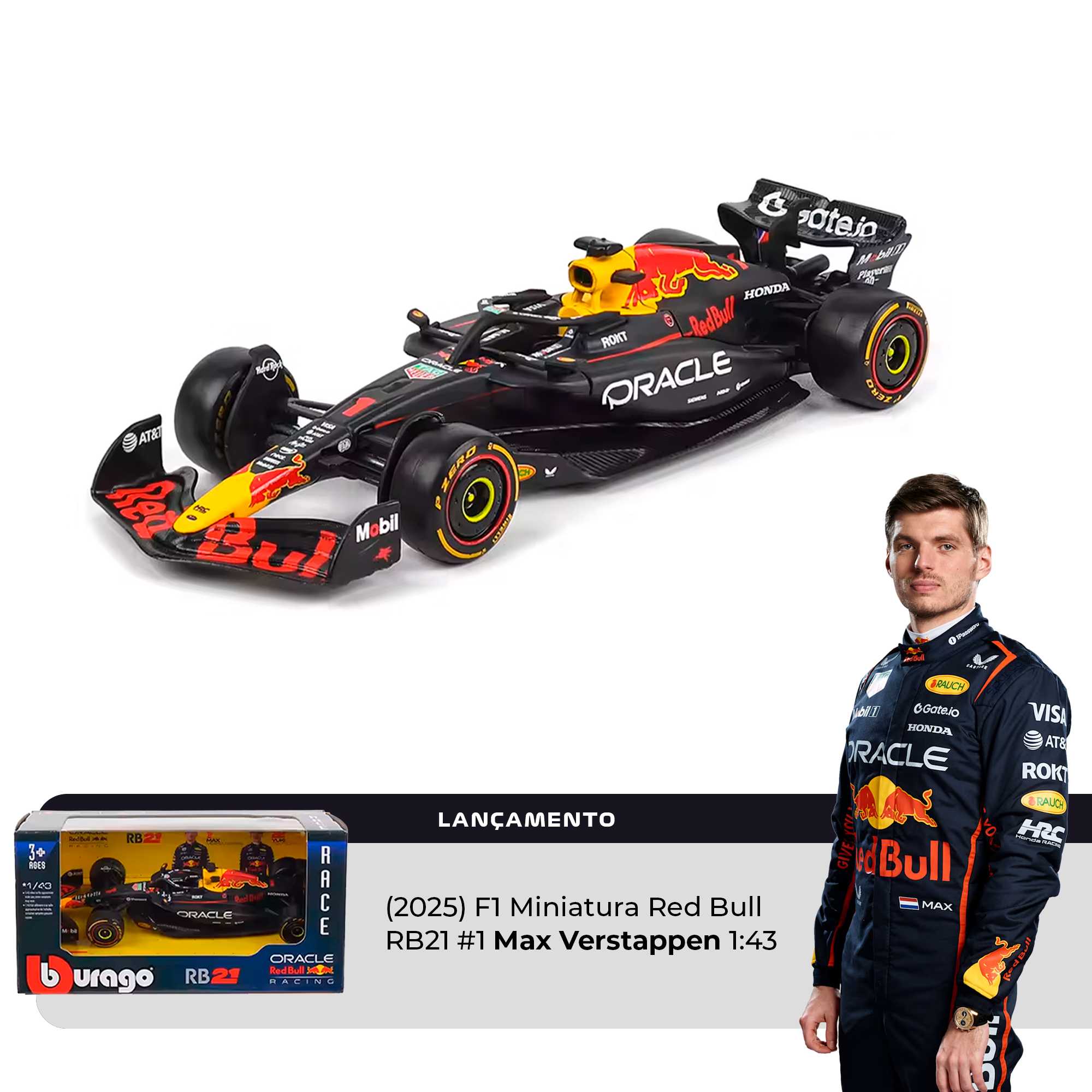 PRÉ-VENDA (2025) F1 Miniatura Red Bull RB21 #1 Max Verstappen 1:43