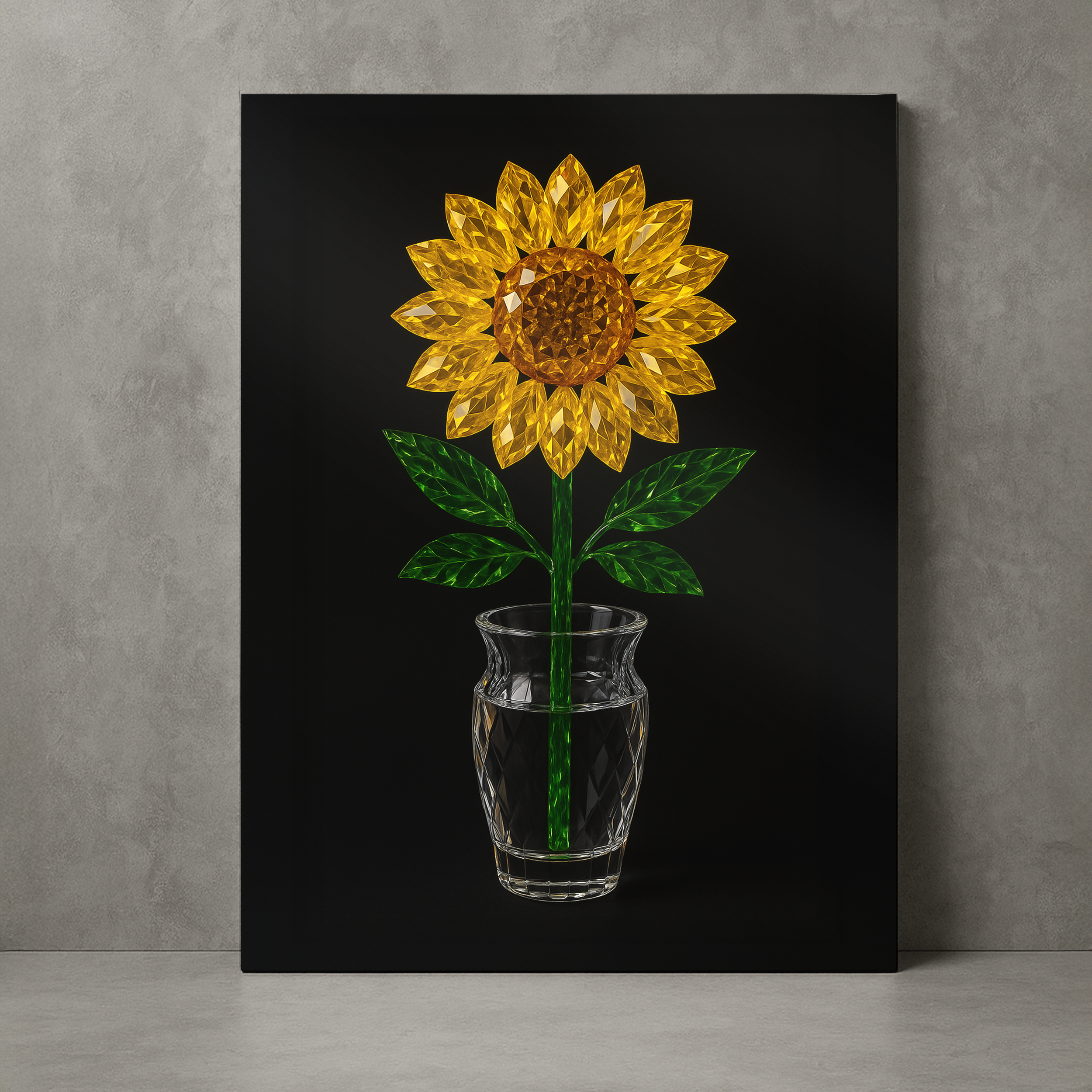 Tela/Quadro Decorativo Girassol em Vidro