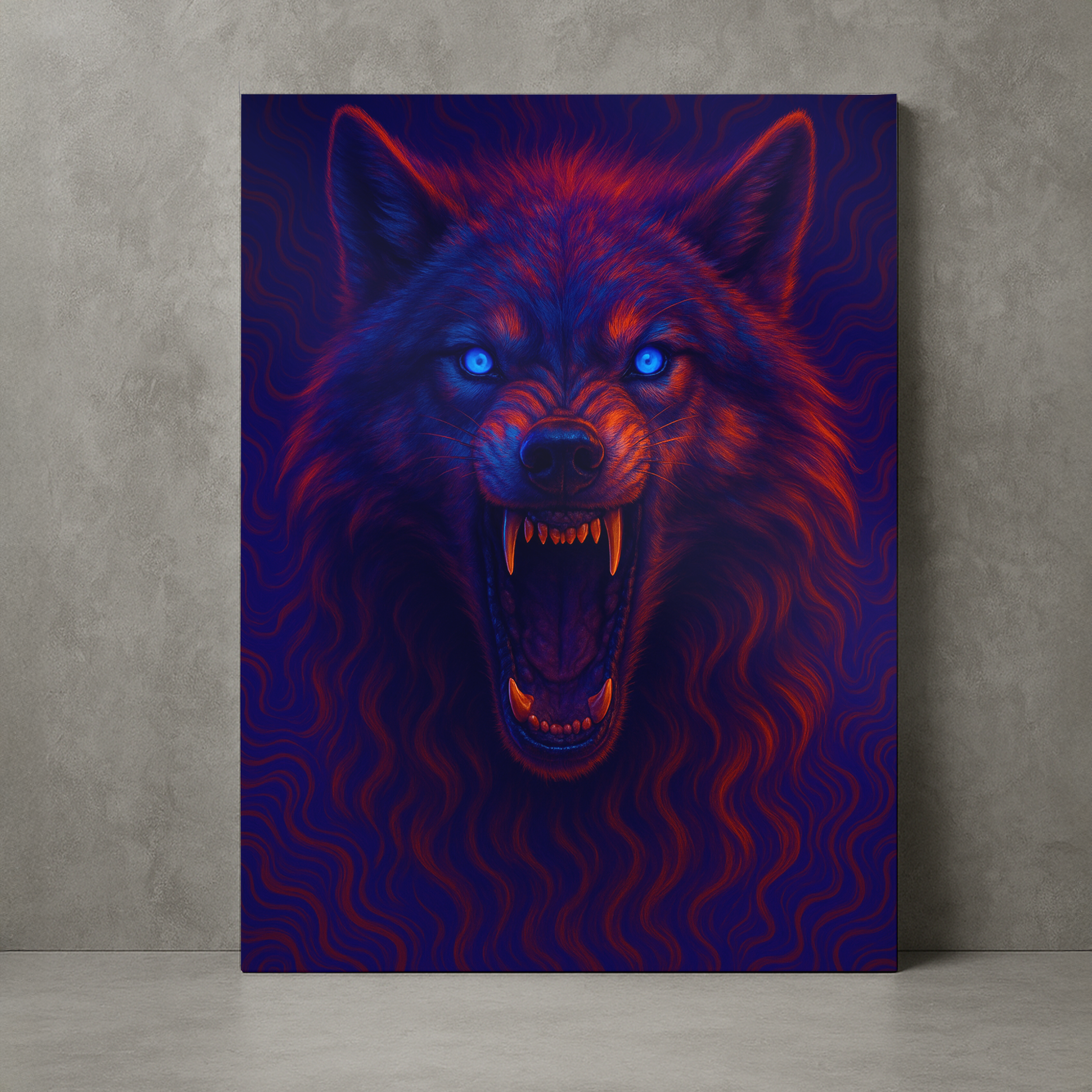 Tela/Quadro Decorativo Lobo Celeste