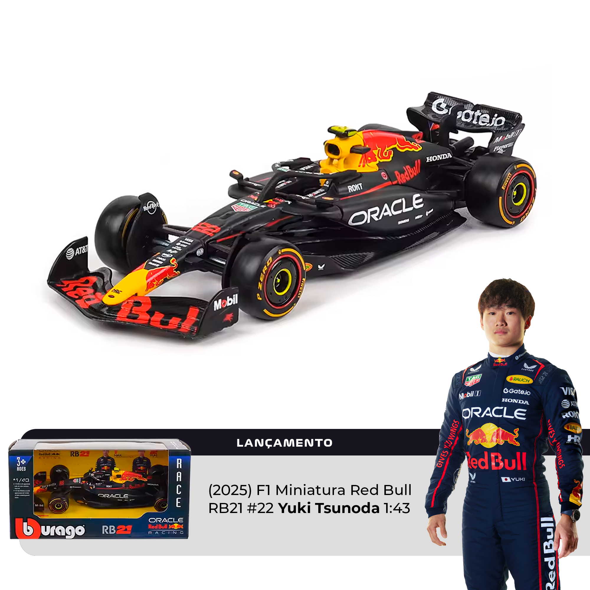 PRÉ-VENDA (2025) F1 Miniatura Red Bull RB21 #22 Yuki Tsunoda 1:43