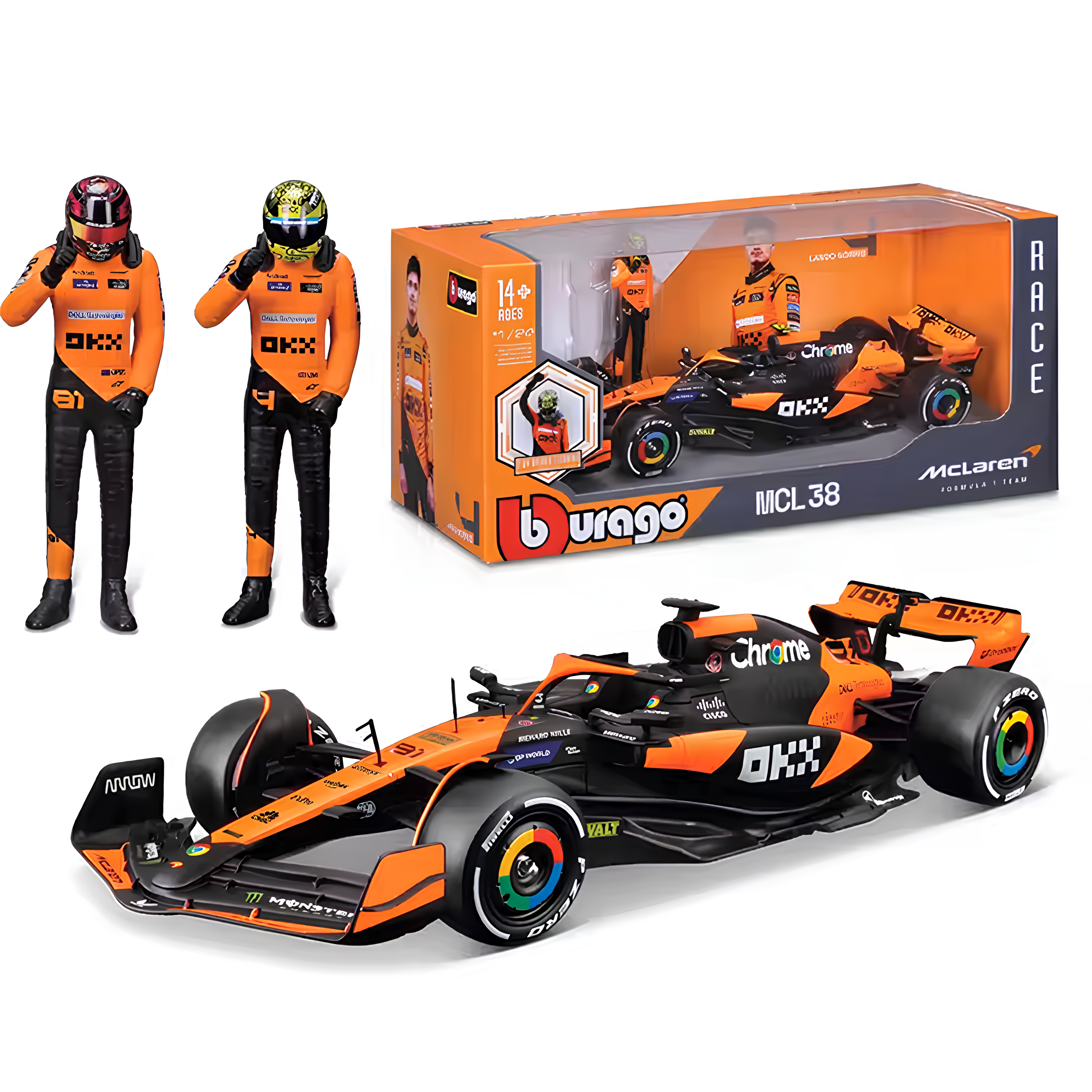 (2024) F1 Miniatura McLaren MCL38 + Piloto (Campeão Construtores)