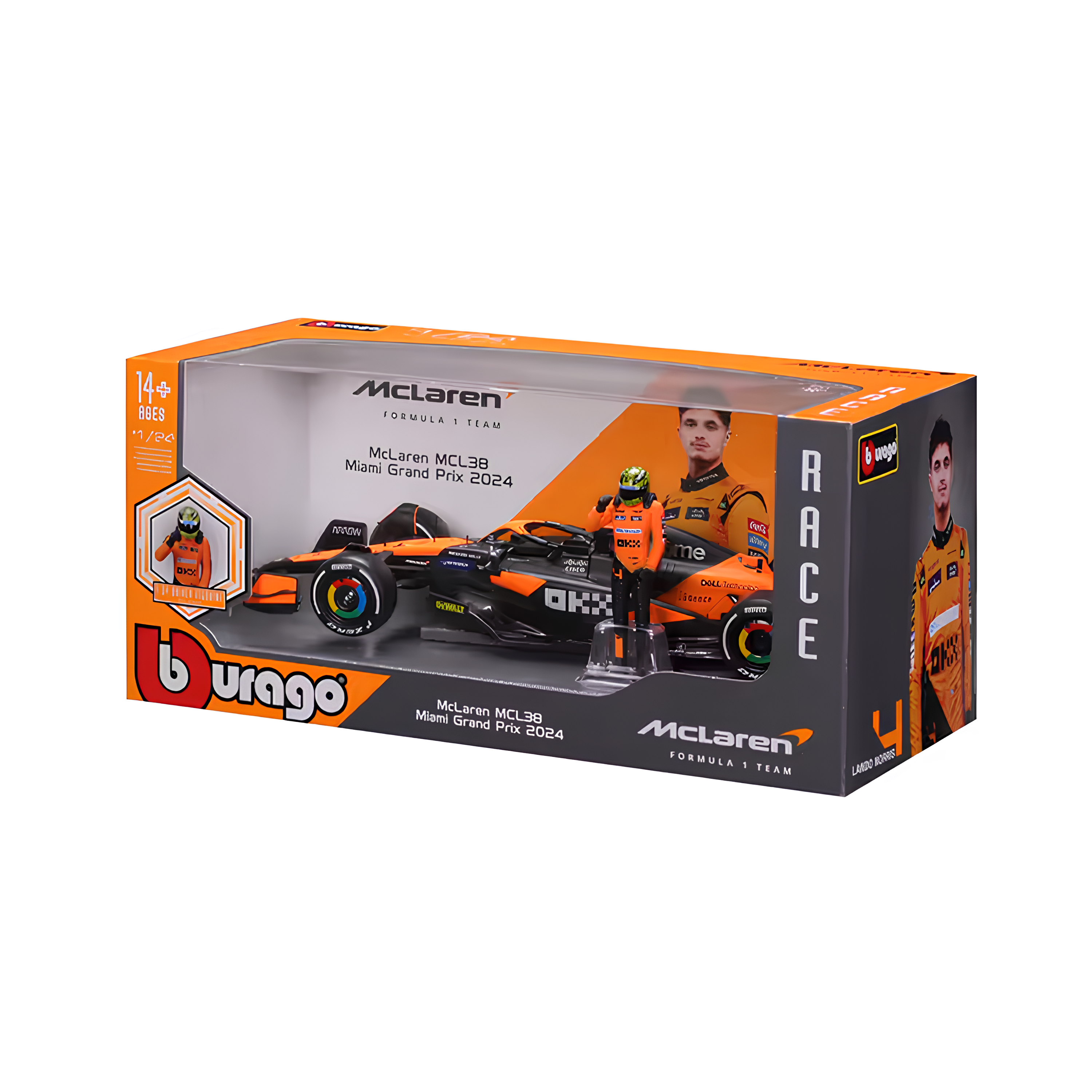 (2024) F1 Miniatura McLaren MCL38 + Piloto (Campeão Construtores)