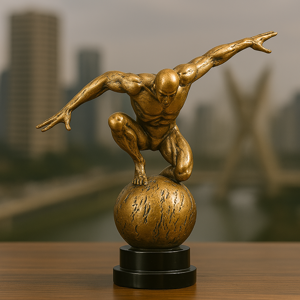 Escultura Equilíbrio Humano em Metal