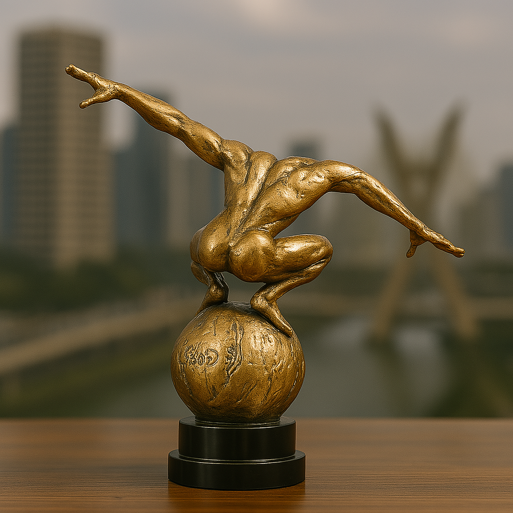 Escultura Equilíbrio Humano em Metal