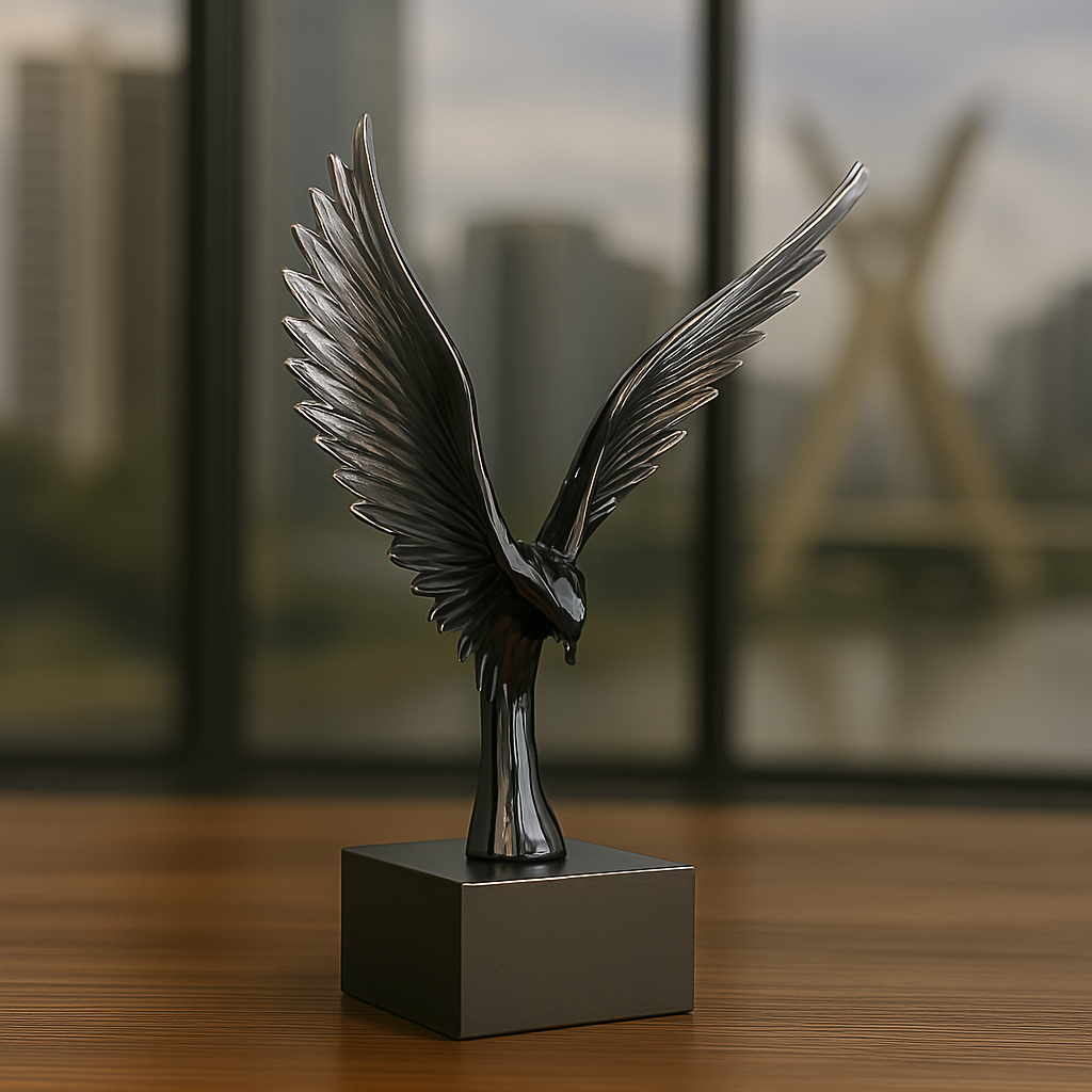 Escultura Águia Asas Elevadas em Resina