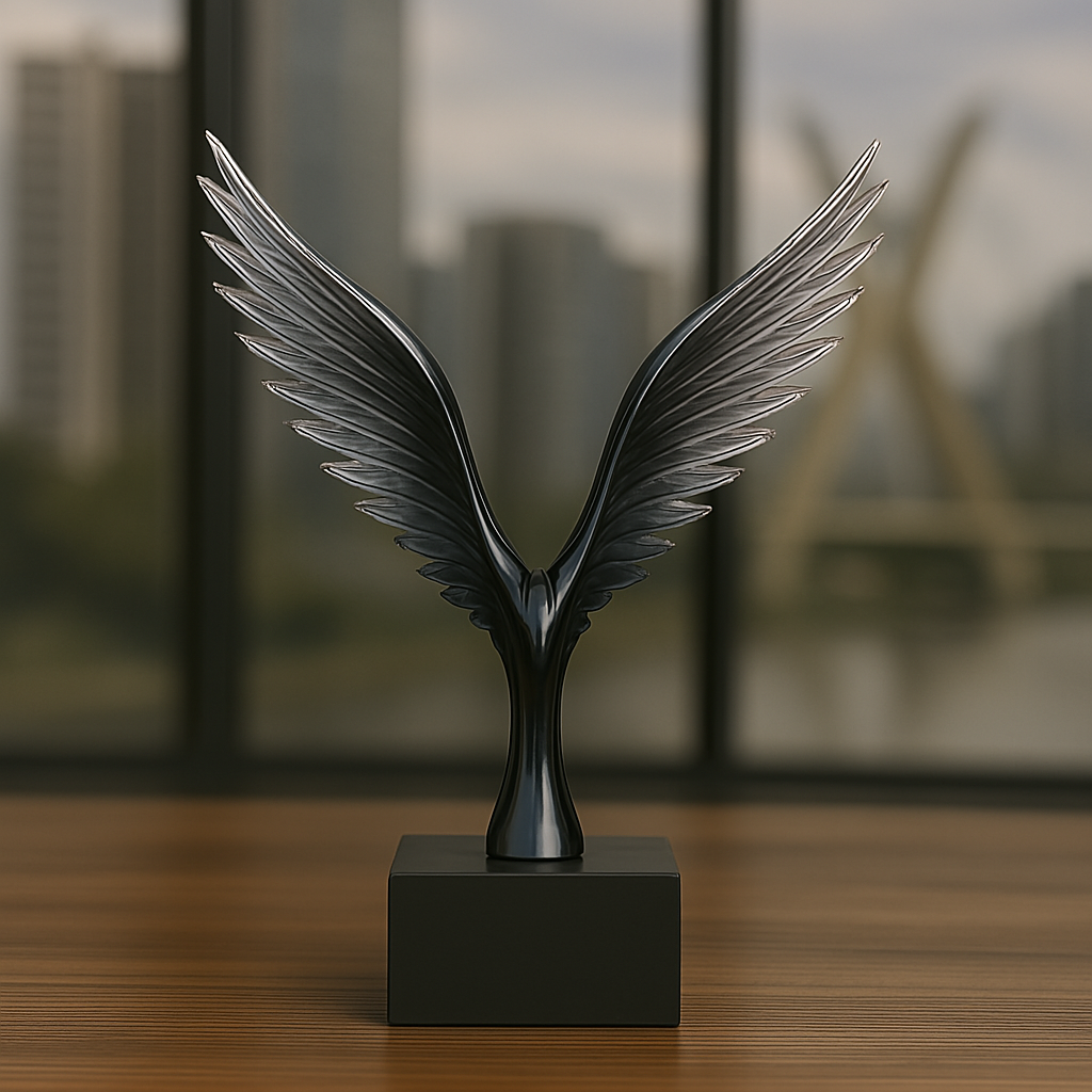 Escultura Águia Asas Elevadas em Resina