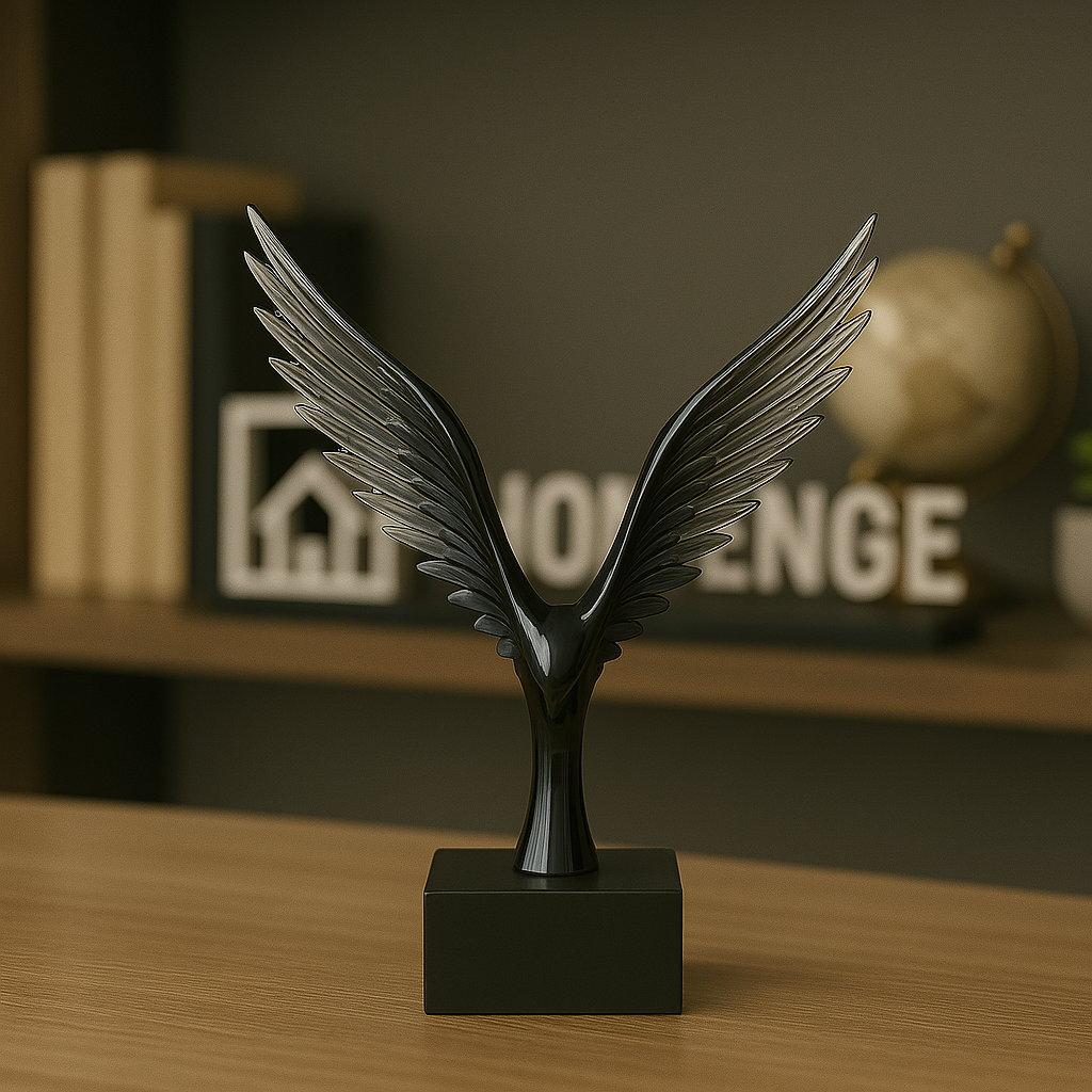 Escultura Águia Asas Elevadas em Resina