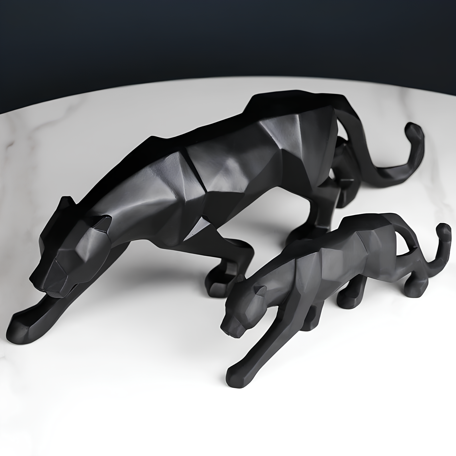 Escultura Leopardo Poliresina Preto