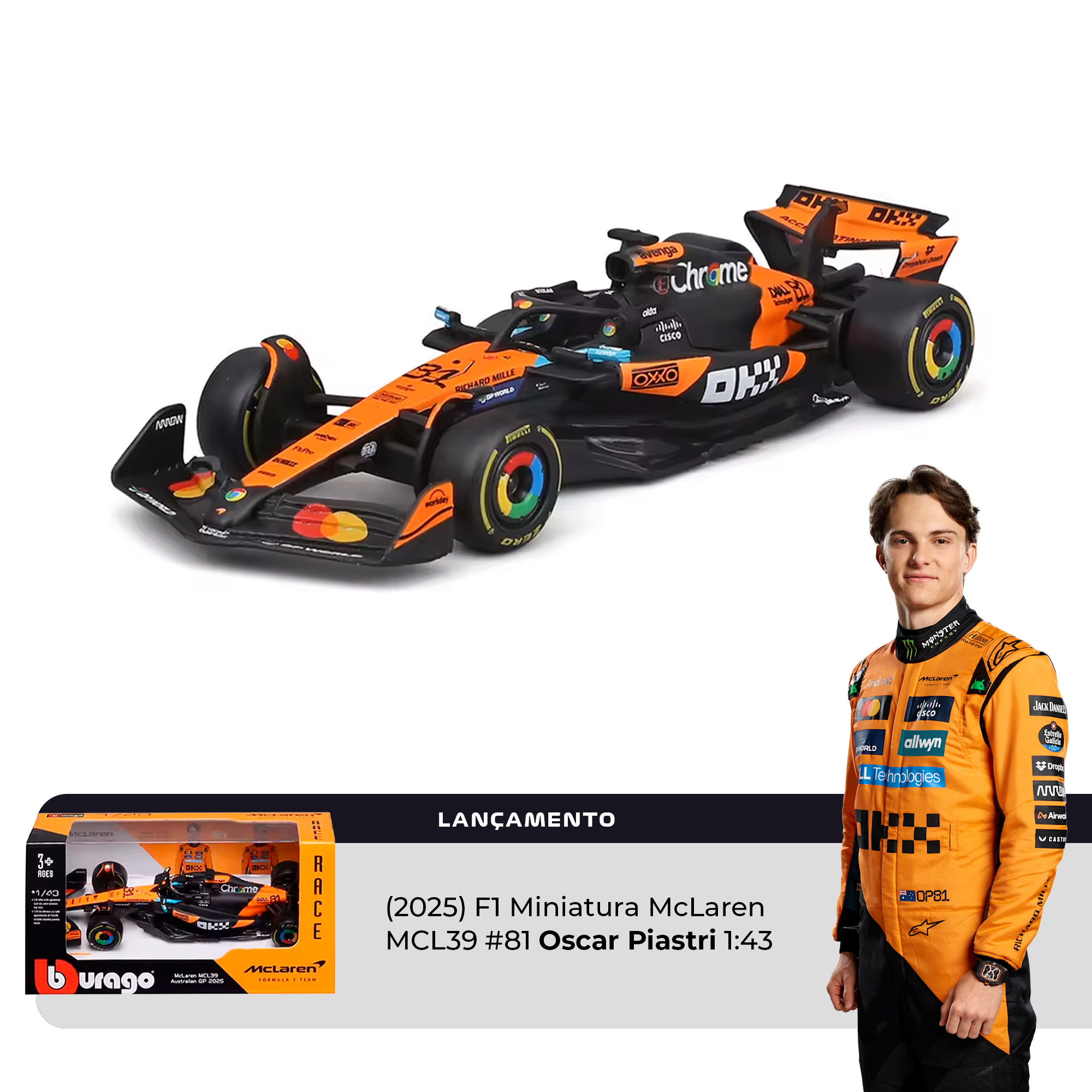 PRÉ-VENDA (2025) F1 Miniatura McLaren MCL39 #81 Oscar Piastri 1:43