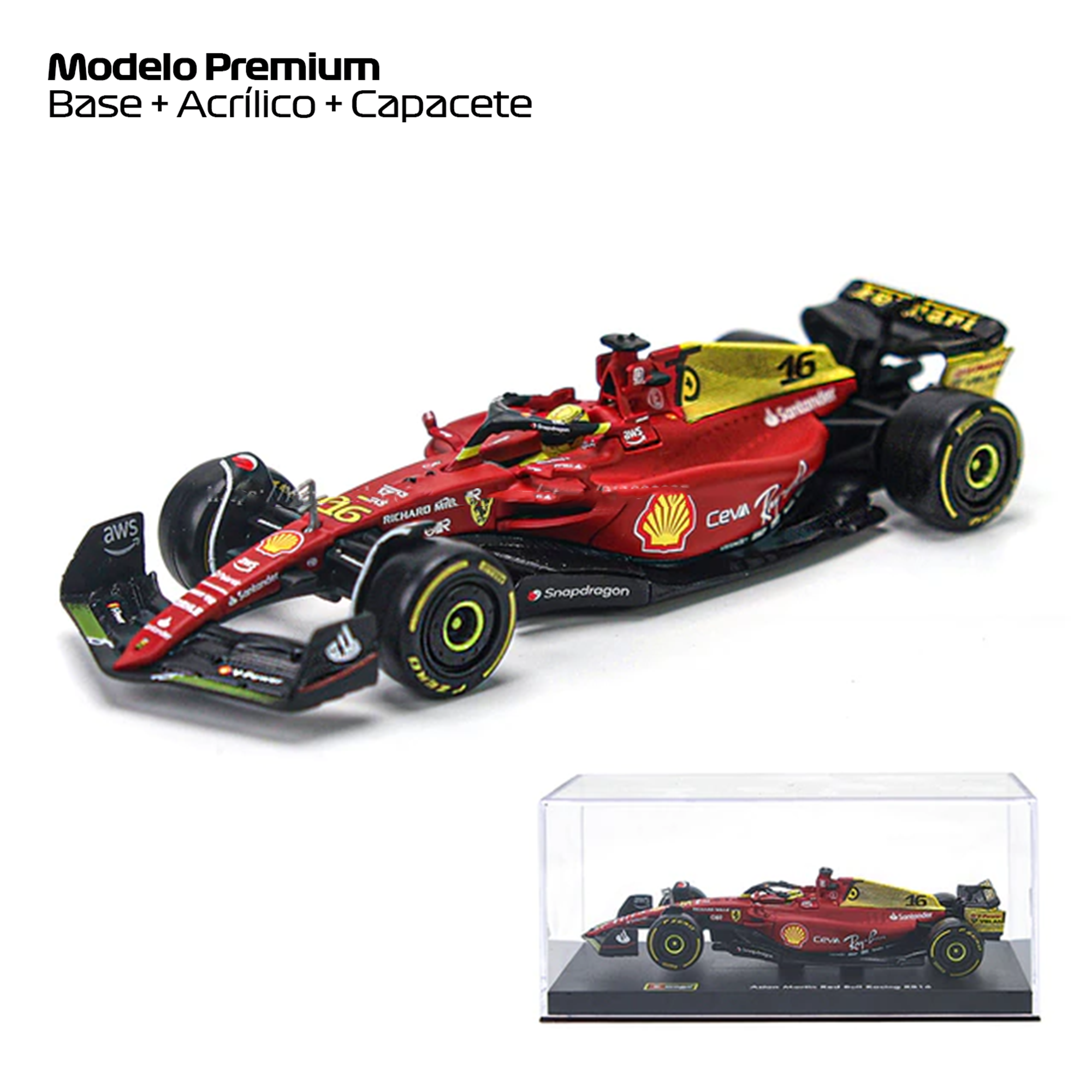 (2022) F1 Miniatura Ferrari F1-75 Edição Comemorativa GP Monza #16 Charles Leclerc