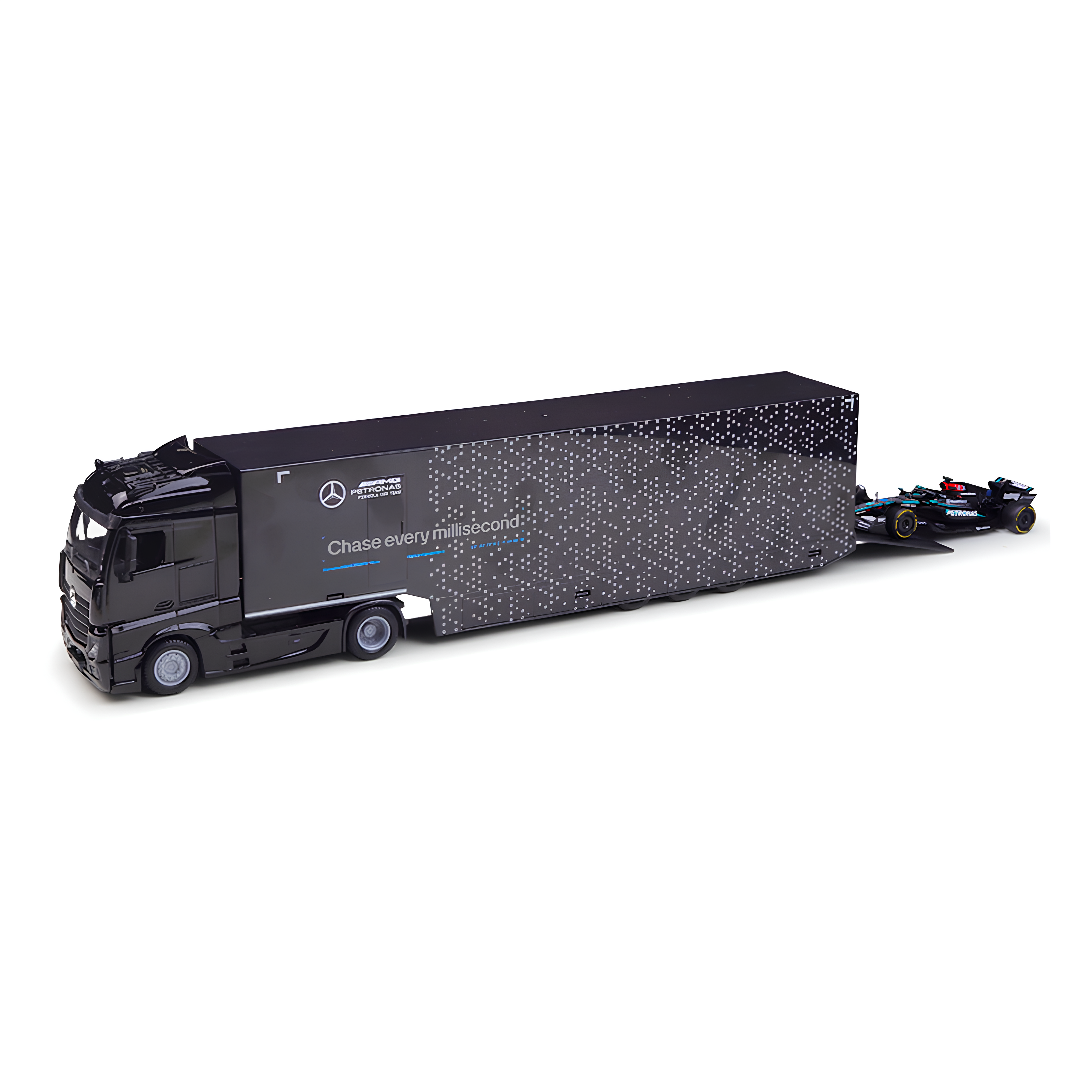 (2024) F1 Miniatura Transportador + Mercedes W15 #63 George Russel 1:43