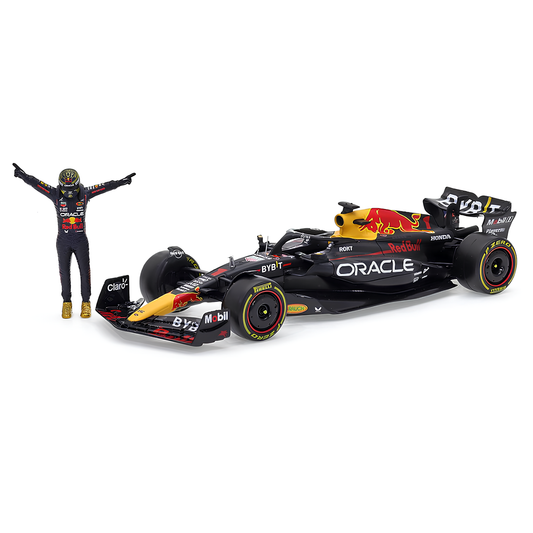 (2023) F1 Miniatura Red Bull Racing RB19 #1 Max Verstappen 1:24 + Piloto (Edição do Campeão)