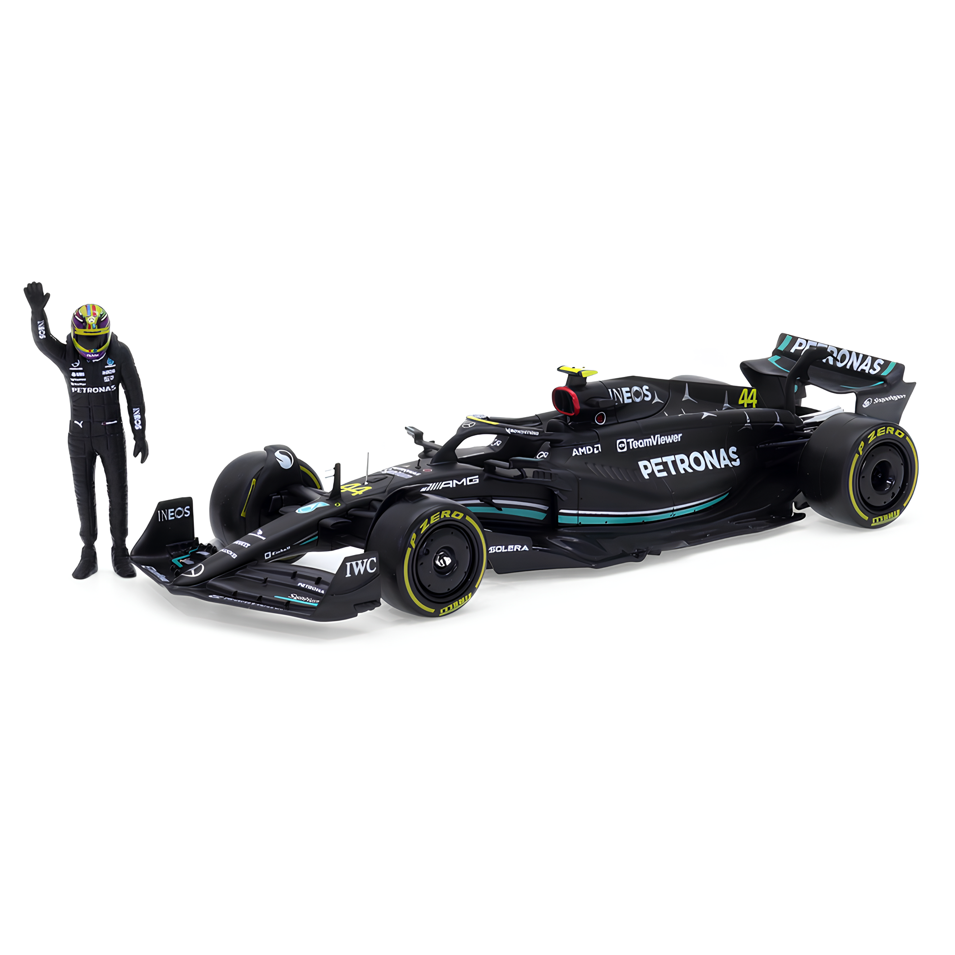 (2023) F1 Miniatura Mercedes-AMG W14 #44 Lewis Hamilton + Piloto 1:24
