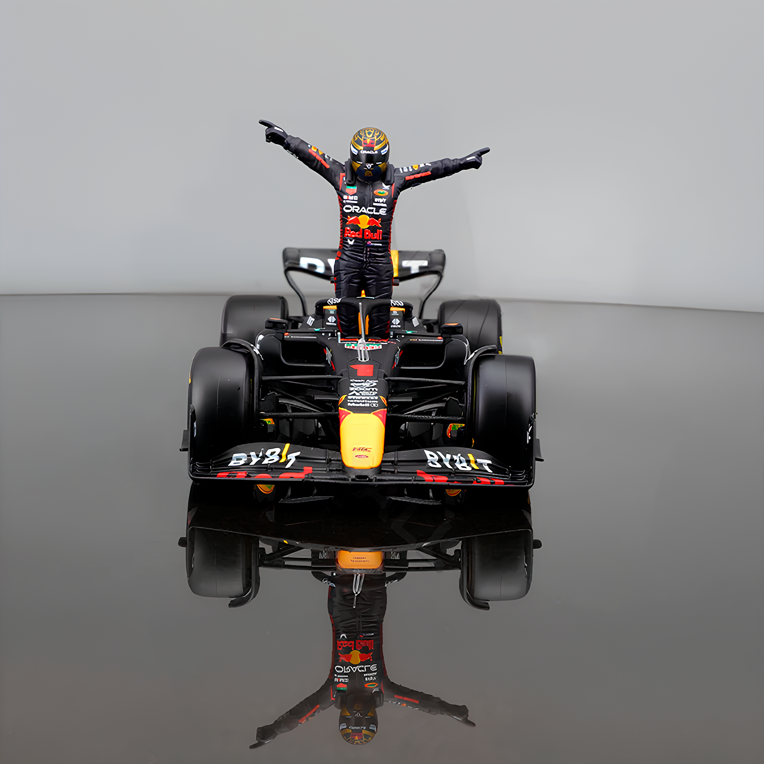 Miniatura Fórmula 1 Red Bull Racing RB19 #1 Max Verstappen 1:24 + Piloto (Edição do Campeão)