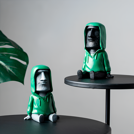 Escultura Moai Hoodie em Resina