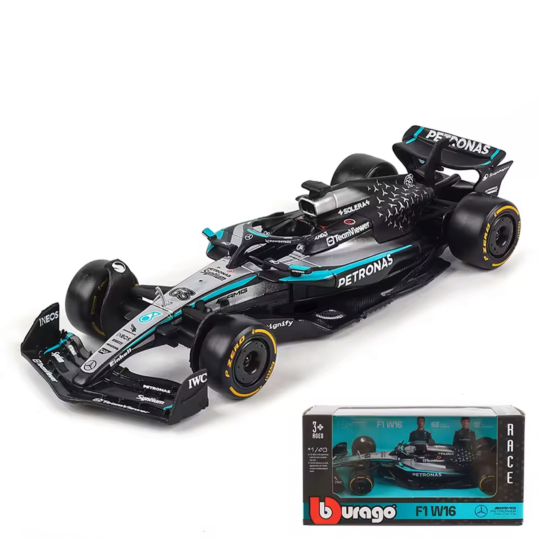 2025) F1 Miniatura Mercedes-AMG W16 #63 George Russell 1:43 – Homenge