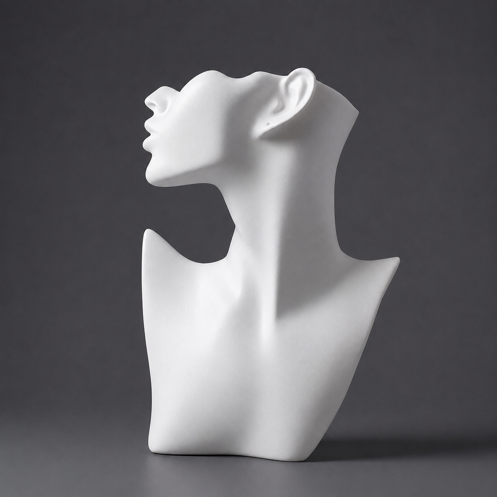 Escultura Abstrata Feminina com Acabamento em Resina Branco