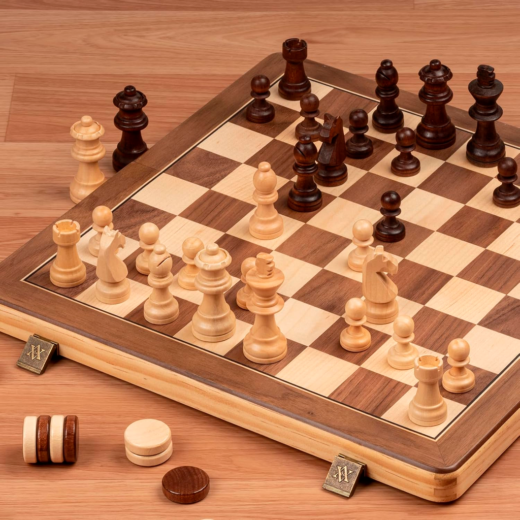 Tabuleiro de Xadrez Profissional Magnético Madeira