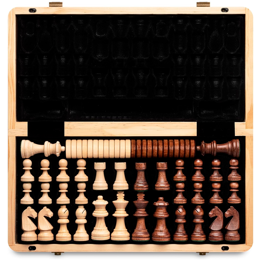 Tabuleiro de Xadrez Profissional Magnético Madeira