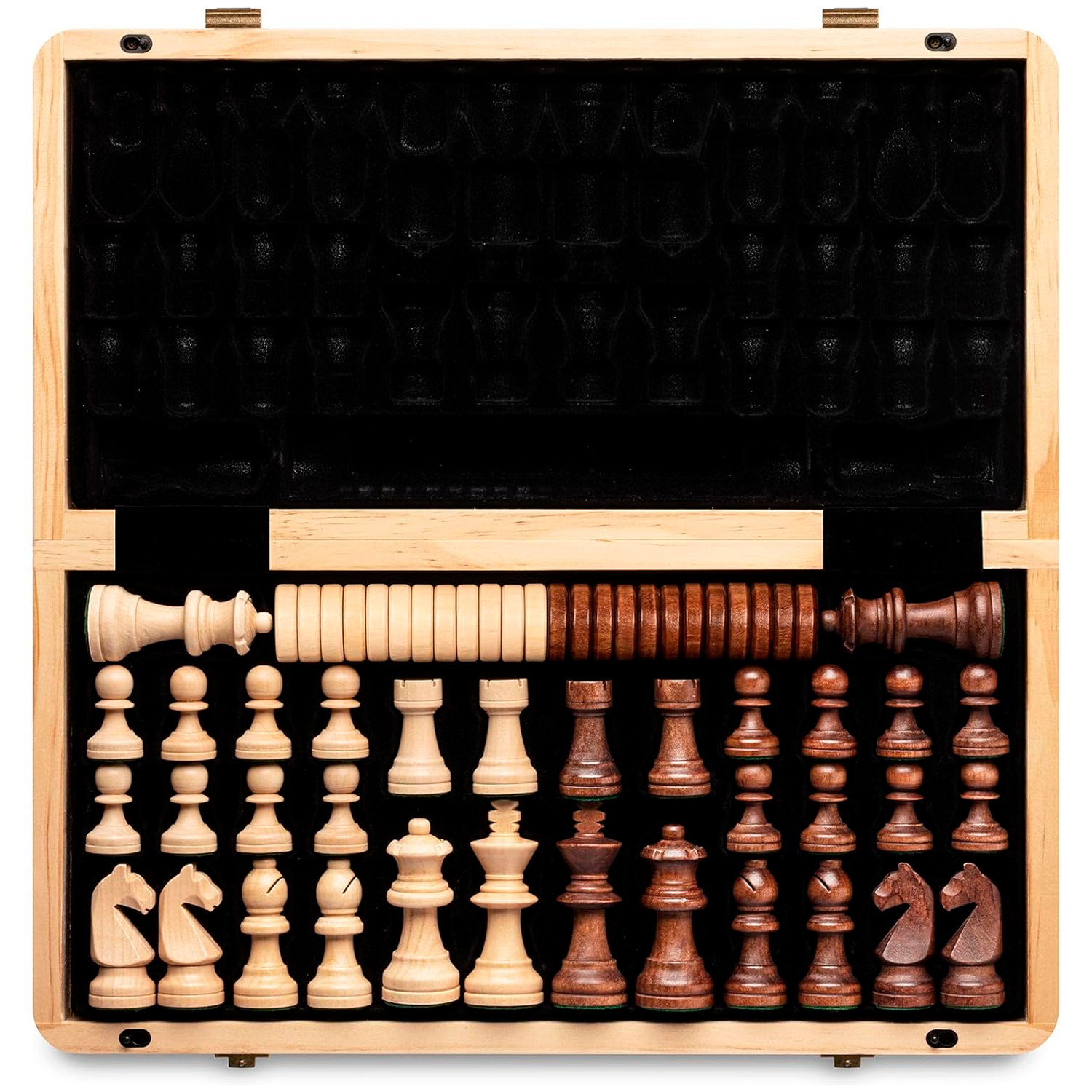 Tabuleiro de Xadrez Profissional Magnético Madeira