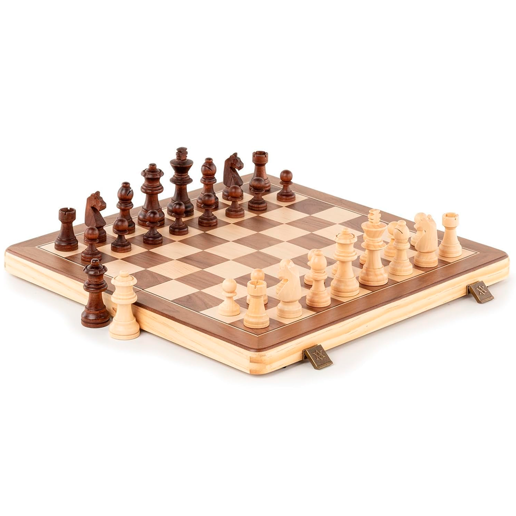Tabuleiro de Xadrez Profissional Magnético Madeira