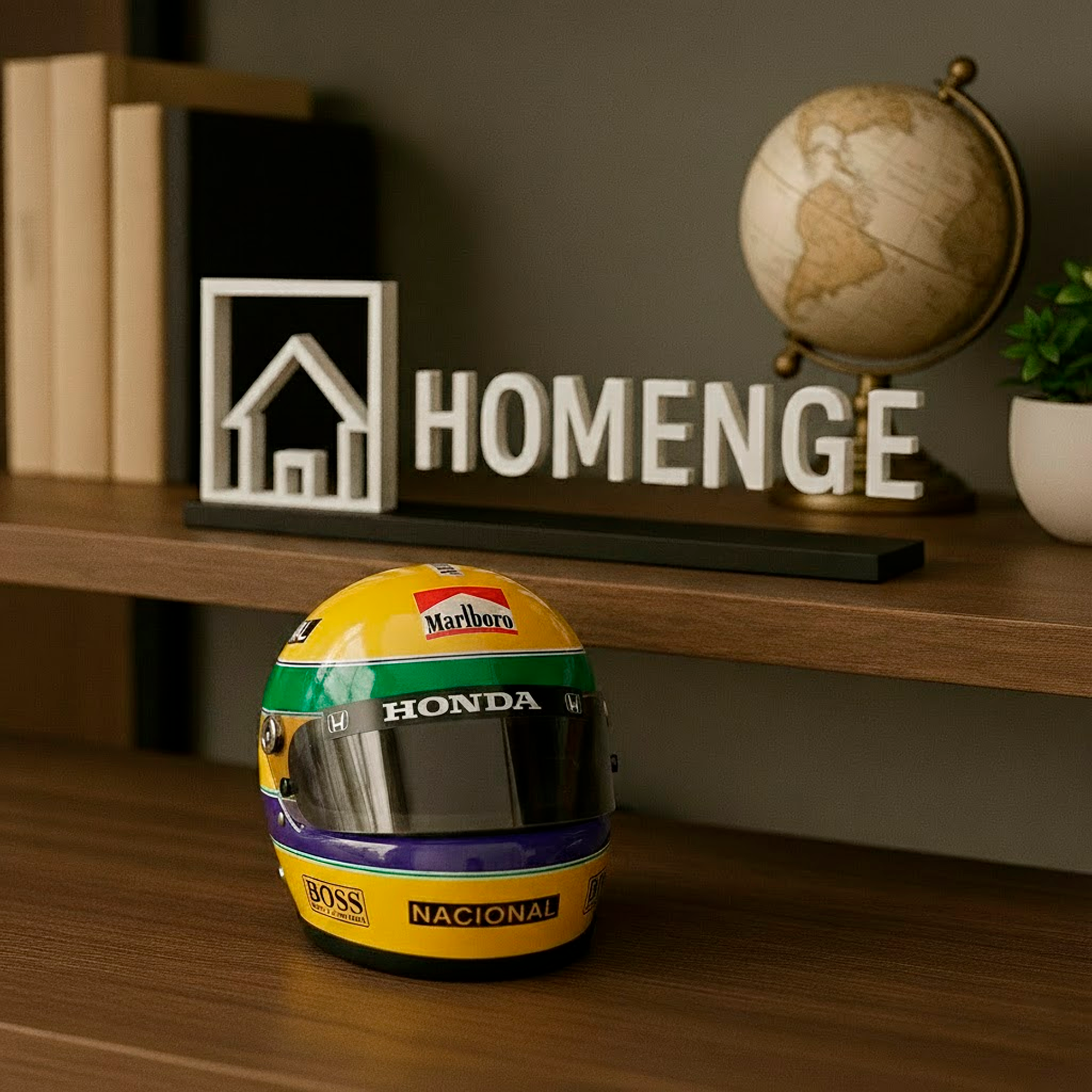 F1 Miniatura Capacete Ayrton Senna 1990 1:2