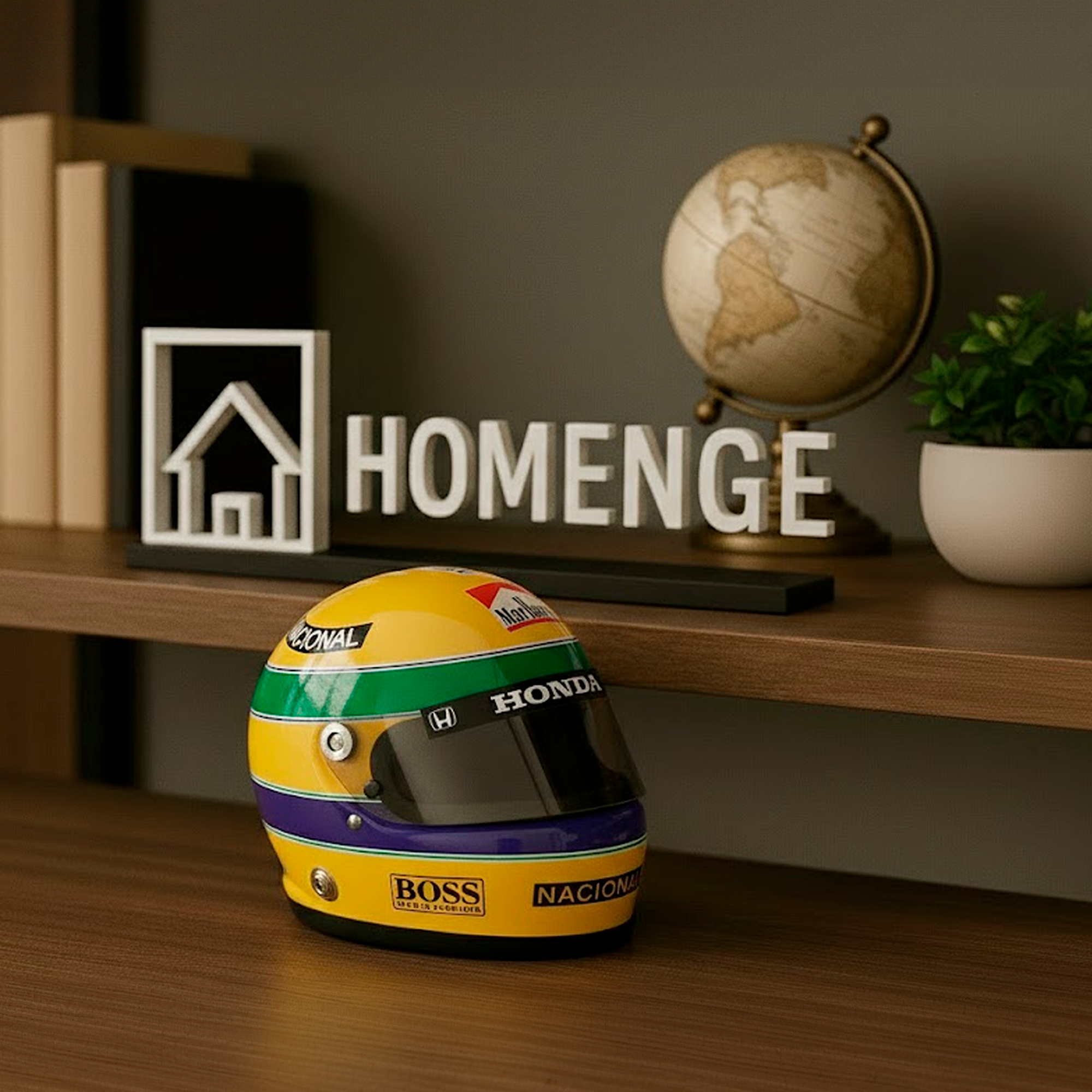 F1 Miniatura Capacete Ayrton Senna 1990 1:2