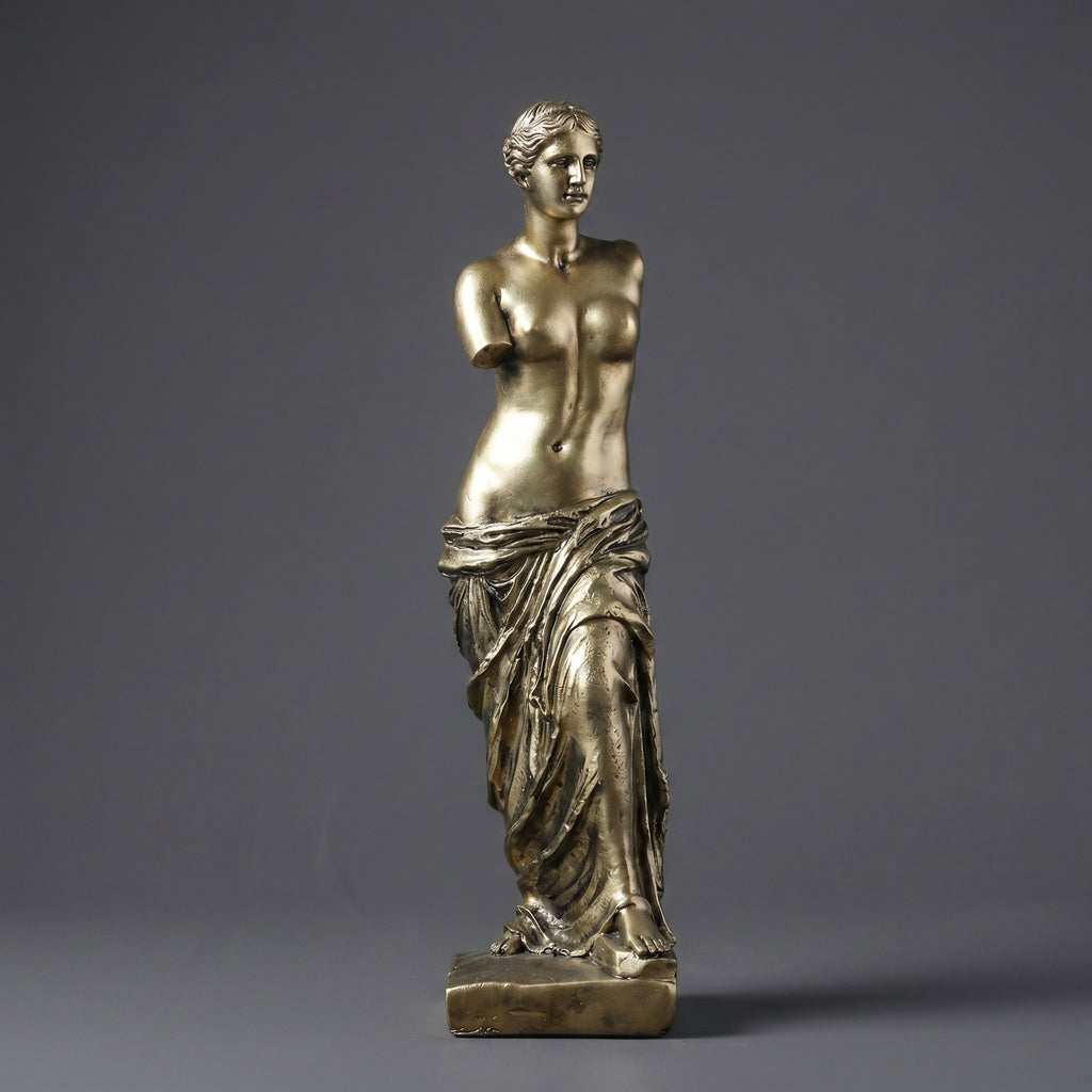 Escultura Vênus de Milo em Resina Dourada Estilo Clássico Grego