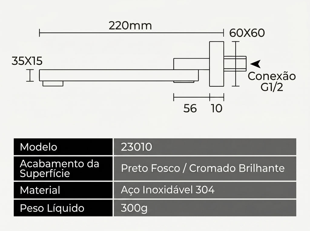 Bica de Parede Retrátil em Aço Inox para Banheira Lavatório e Cuba de Apoio