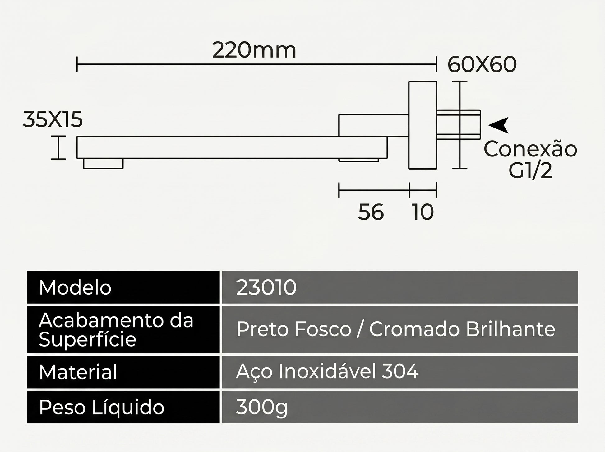 Bica de Parede Retrátil em Aço Inox para Banheira Lavatório e Cuba de Apoio