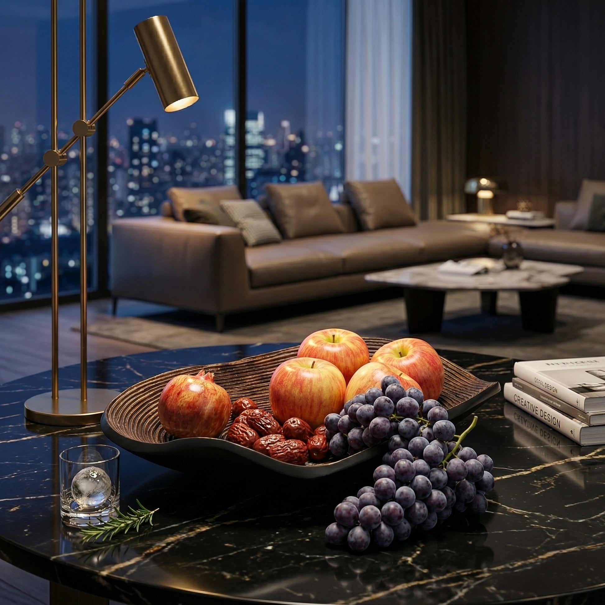 Bandeja Decorativa Orgânica em Resina com Textura de Madeira