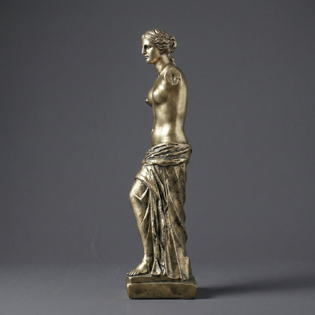 Escultura Vênus de Milo em Resina Dourada Estilo Clássico Grego