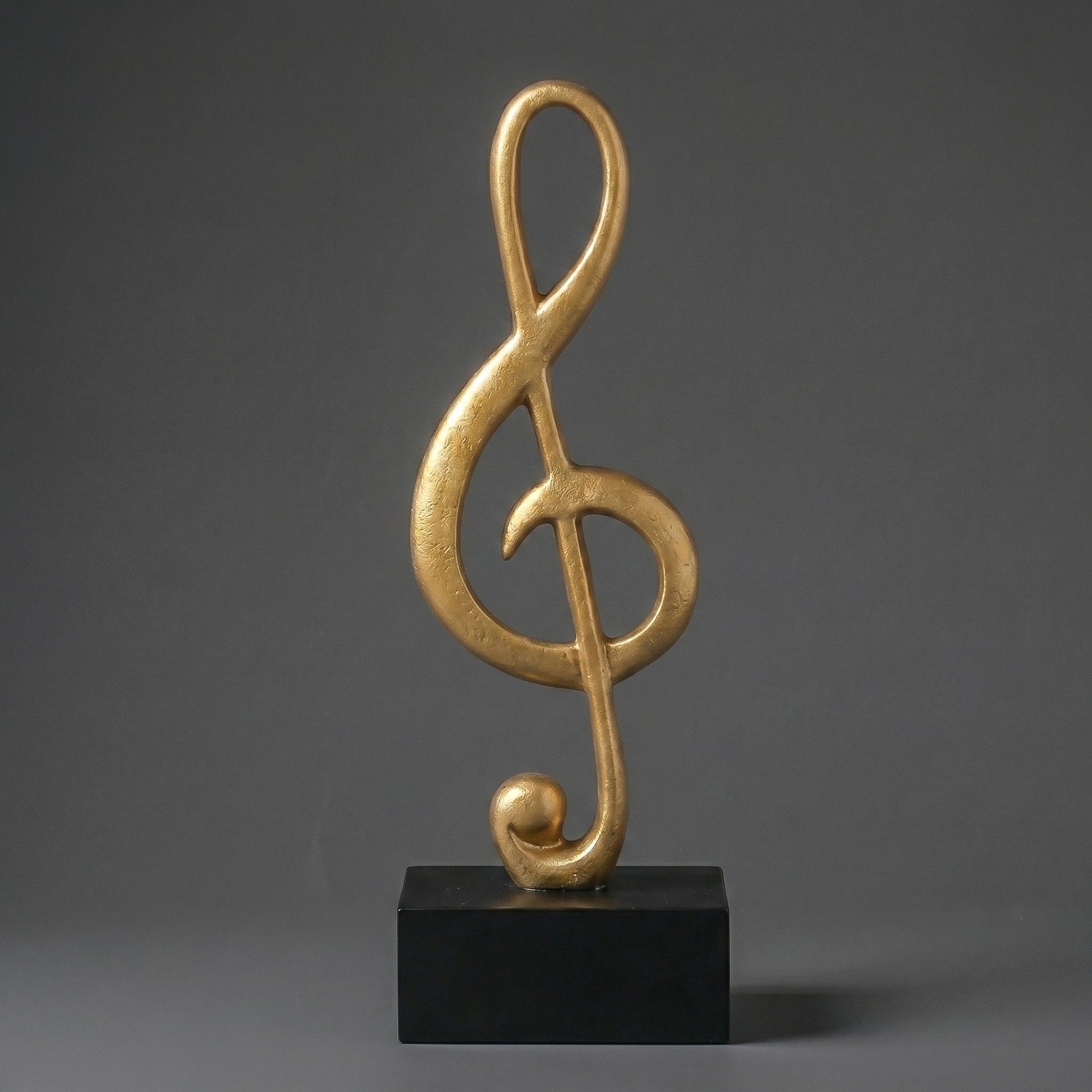 Escultura Clave de Sol Decorativa em Resina Dourada Símbolo Musical Moderno