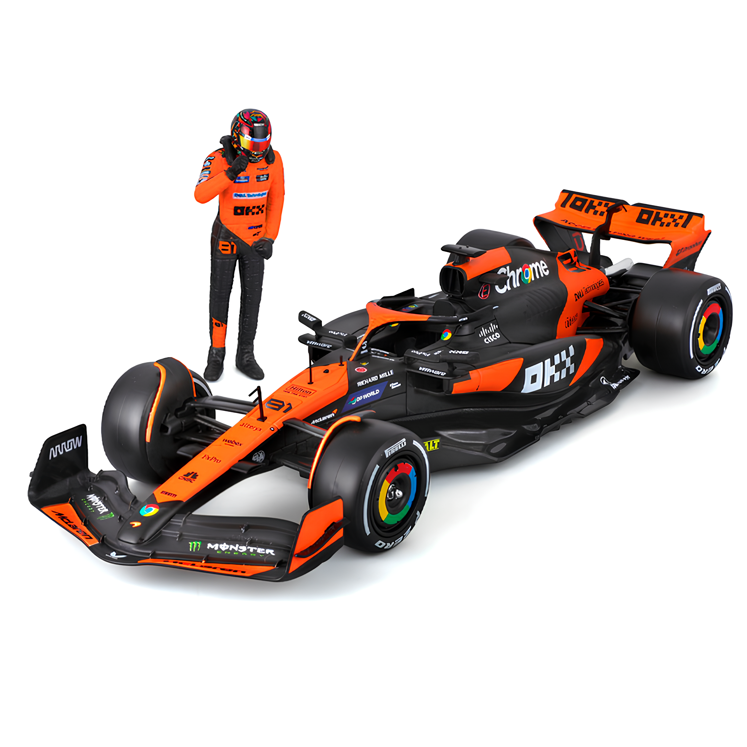 (2024) F1 Miniatura McLaren MCL38 + Piloto (Campeão Construtores)