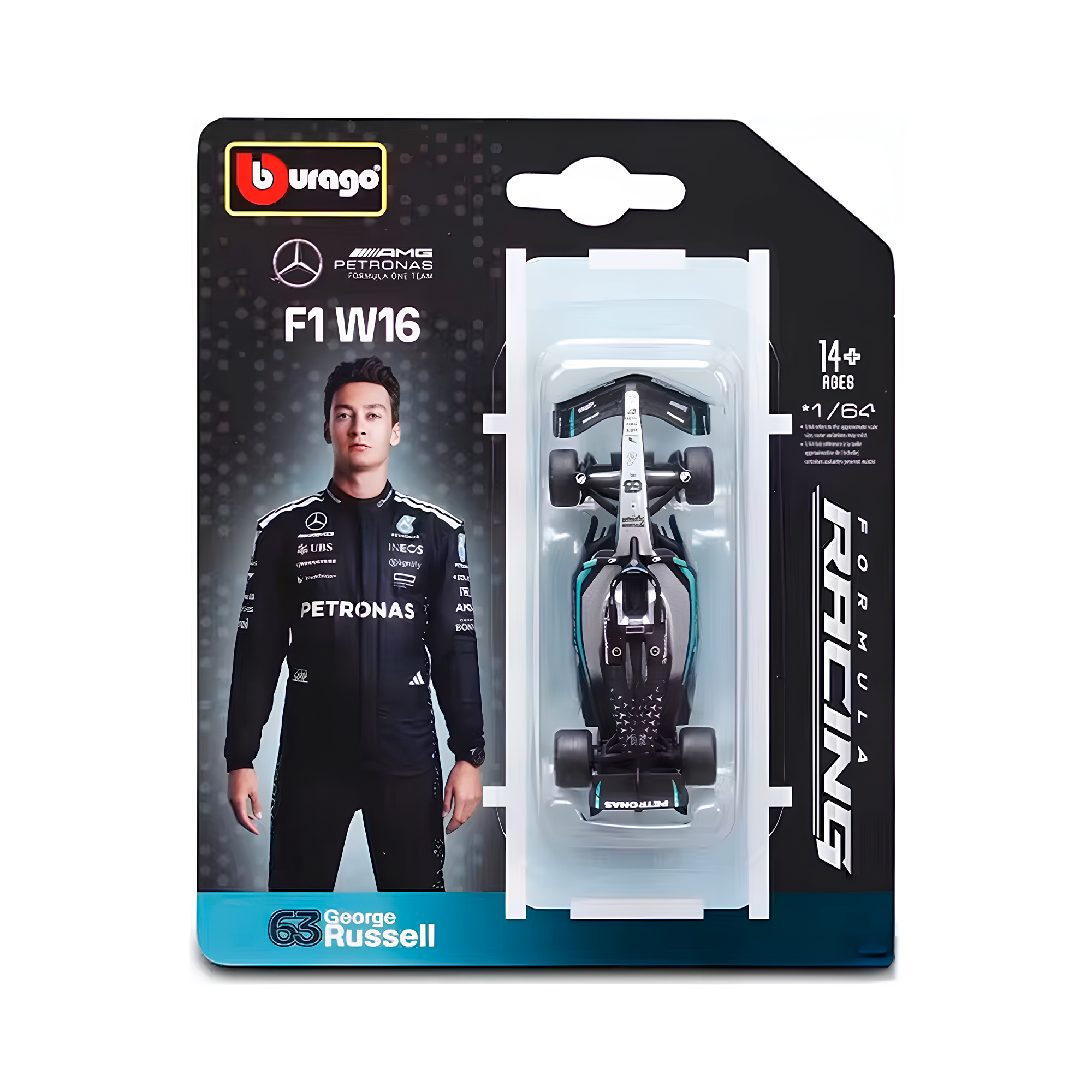 (2025) F1 Miniatura Mercedes-AMG W16 #63 George Russel 1:64