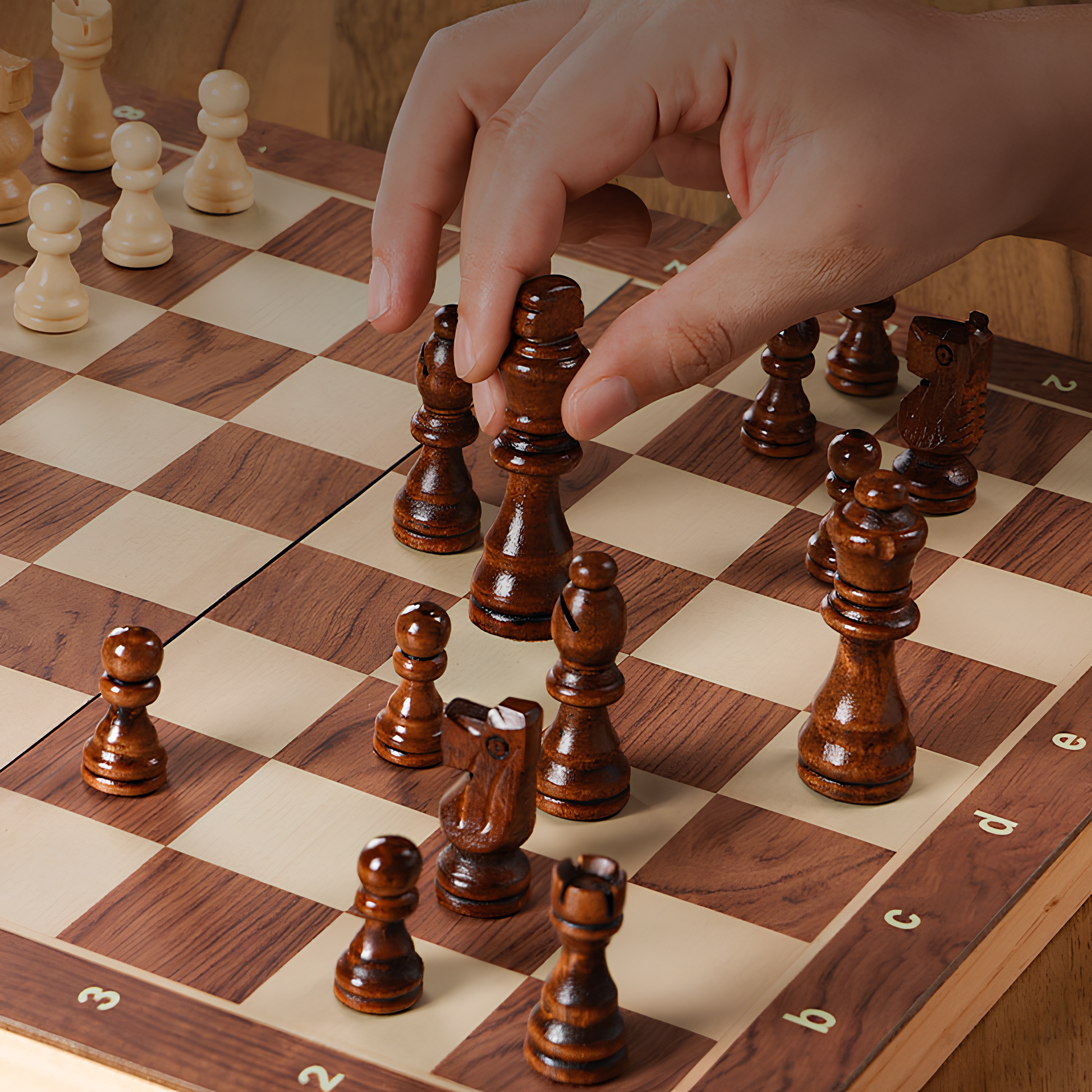 Tabuleiro de Xadrez Dobrável Magnético Madeira