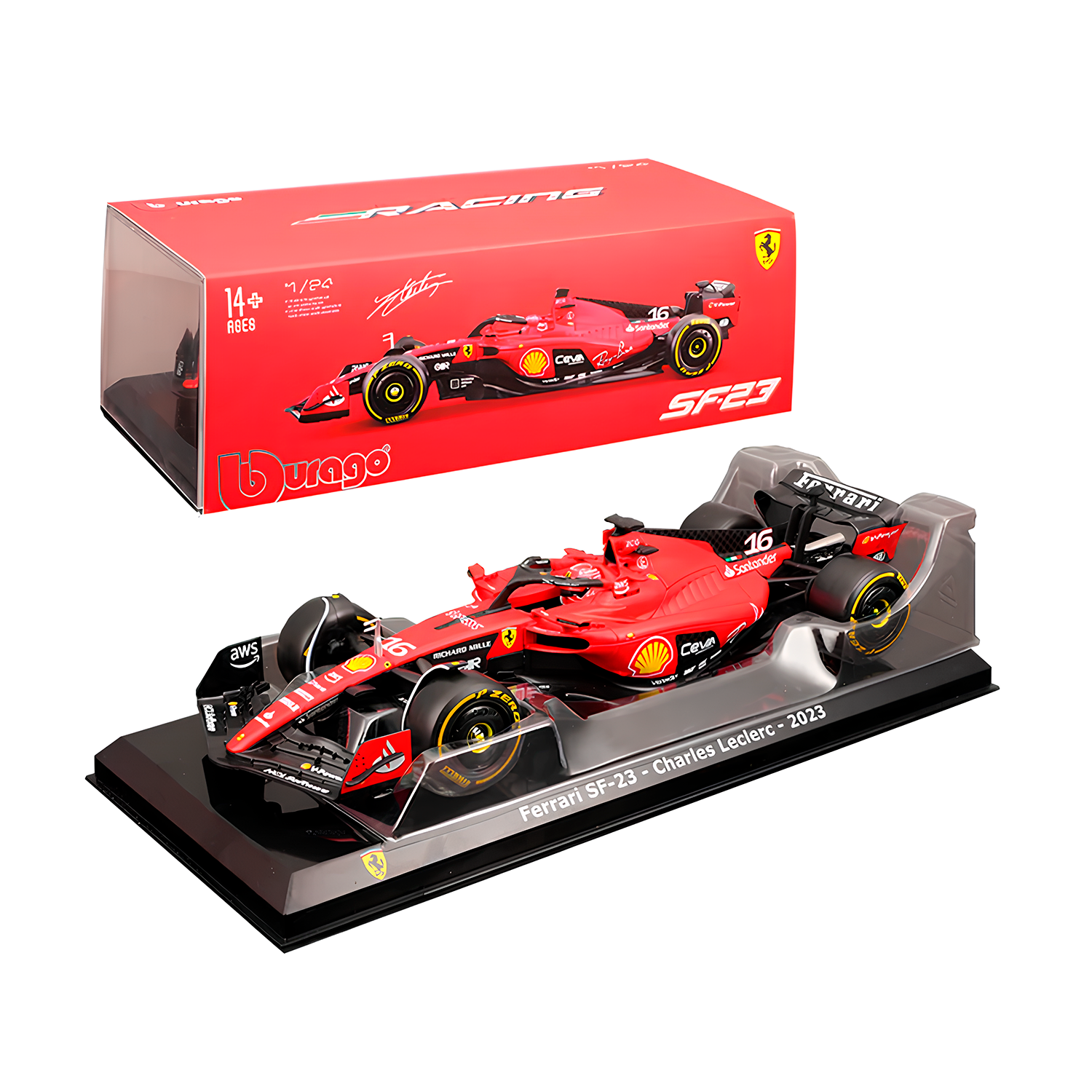 LANÇAMENTO (2023) F1 Miniatura Ferrari SF23 #16 Charles Leclerc 1:24